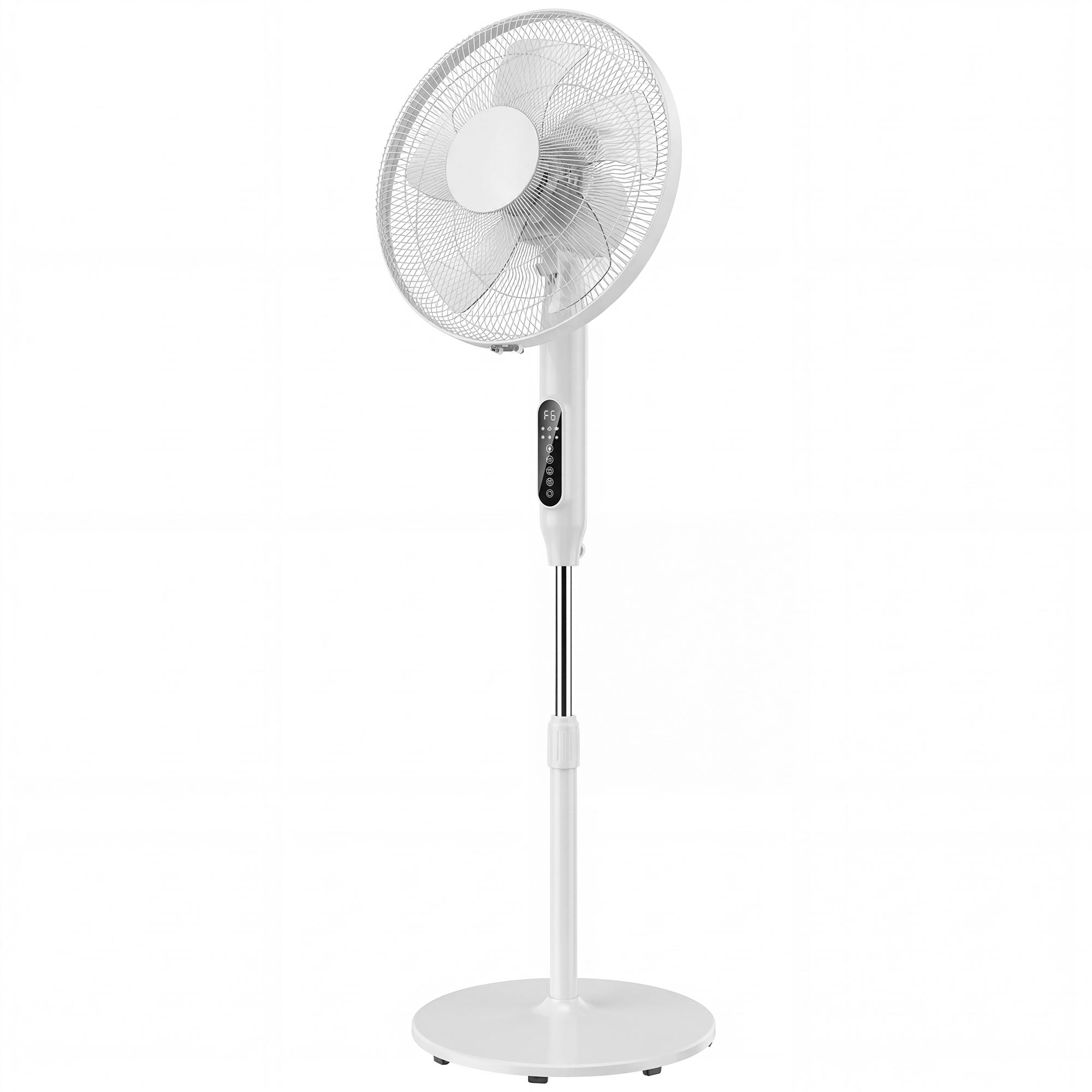 Ventilateur sur pied contrôlé par APP, ventilateur 45 cm avec télécommande, 3 vitesses, 3 modes, hauteur réglable 118-138 cm, minuterie 15 h, oscillant, pour chambre, salon, bureau, blanc