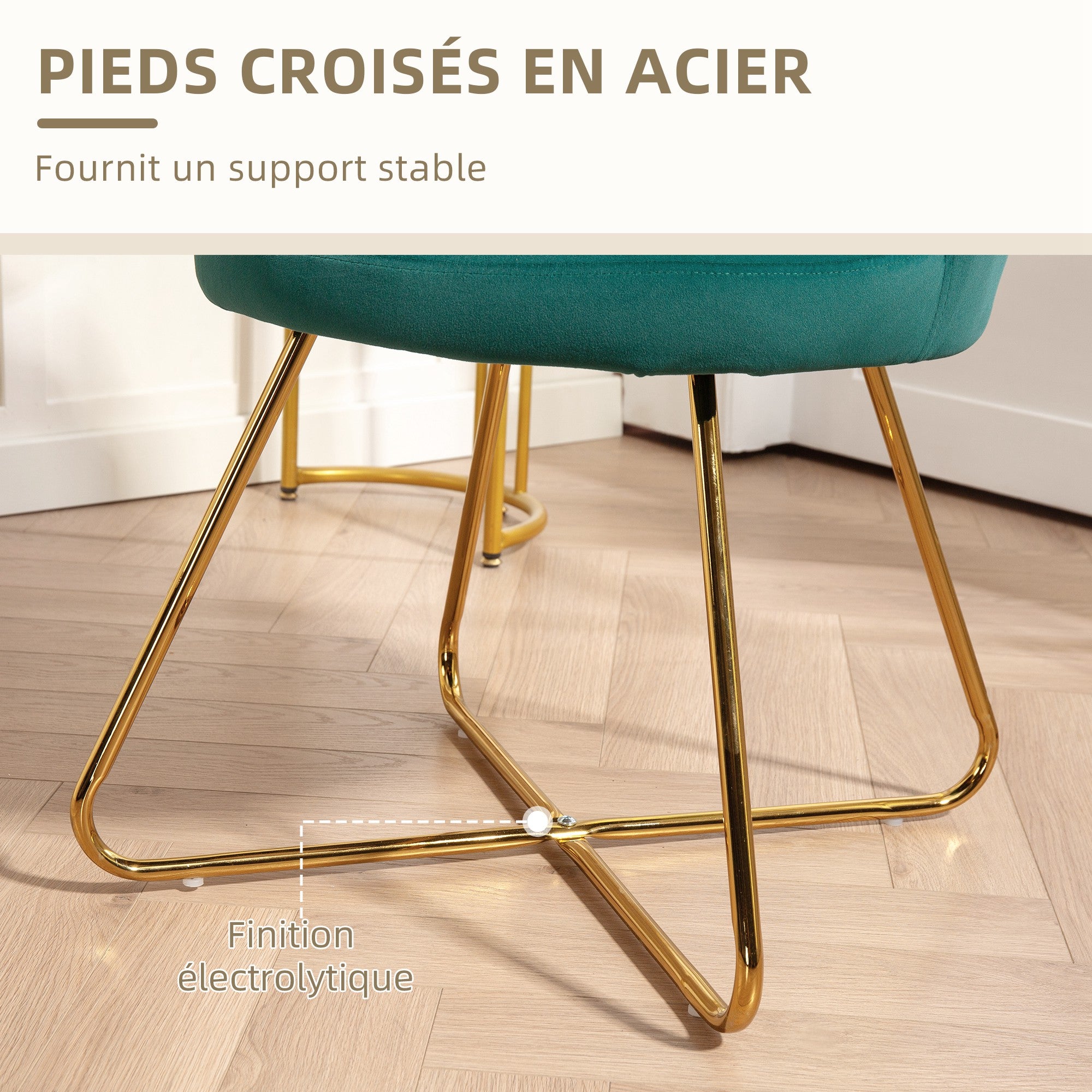 Fauteuil coquillage chaise coiffeuse fauteuil en velours fauteuil de salon avec pieds en acier pour salon et chambre 69 x 64 x 80 cm vert foncé