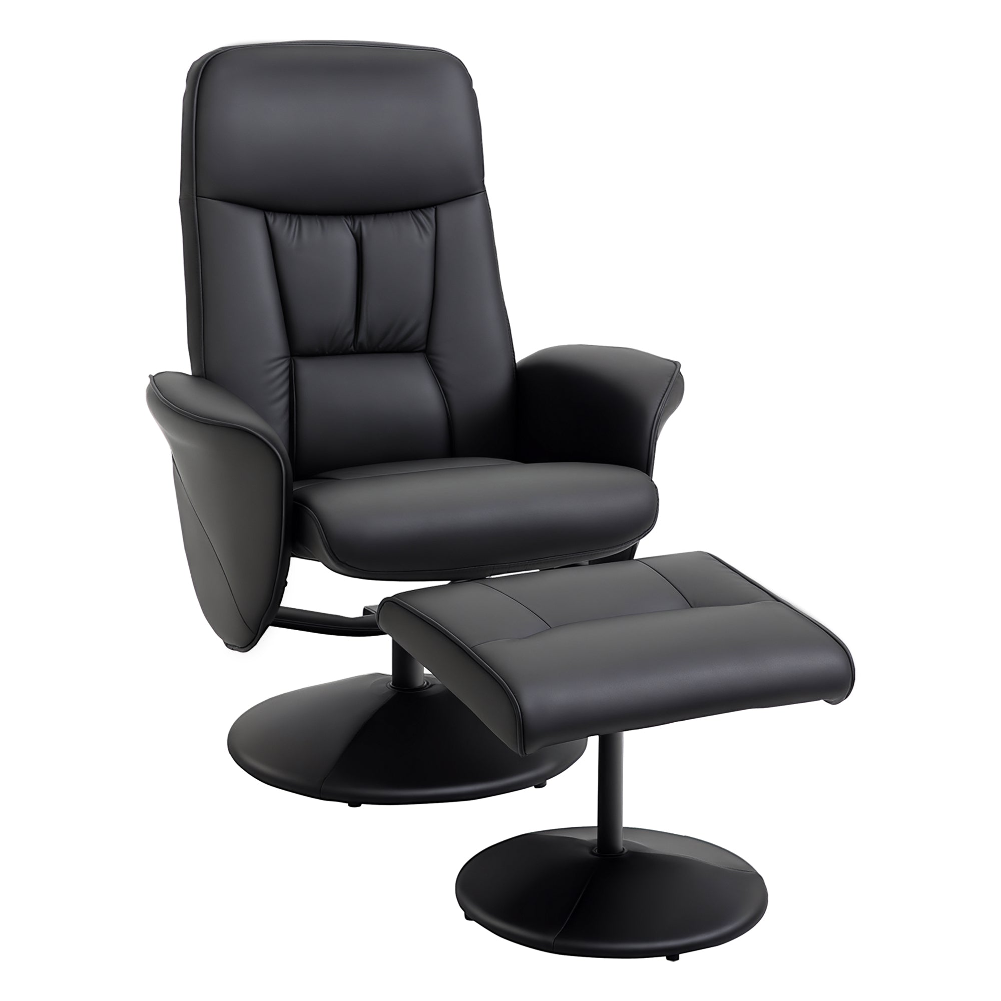 Fauteuil relax avec repose-pied fauteuil de relaxation relaxant pivotant 360° et dossier inclinable pour TV supportant jusqu'à 120 Kg revêtement synthétique métal noir