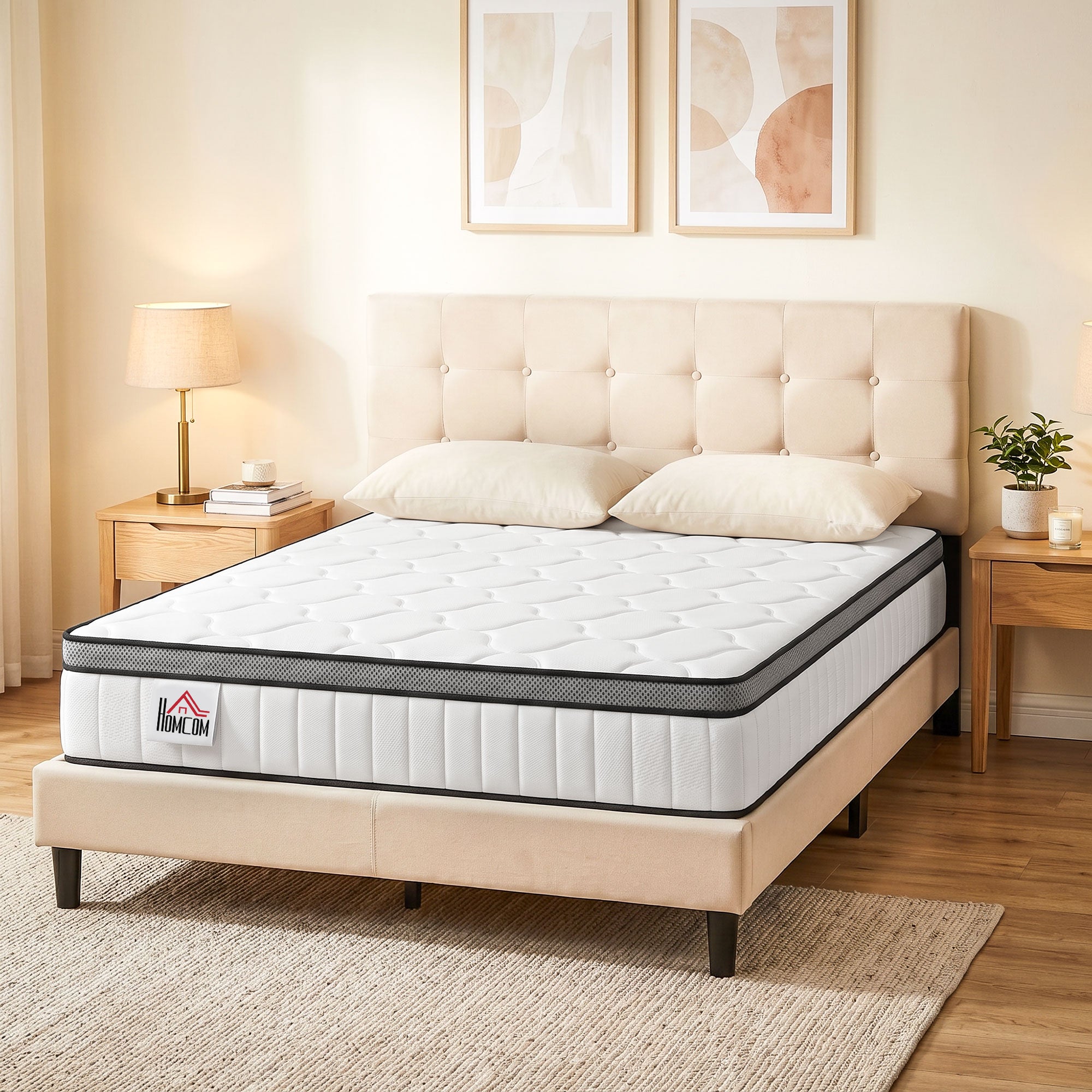 Matelas 140 x 190 cm, Matelas à Ressorts Ensachés, Mousse à Mémoire de Forme au Gel Rafraîchissant, 20 cm d'Épaisseur, Soutien en 7 Zones, Certifié Oeko-Tex, Fermeté Moyenne