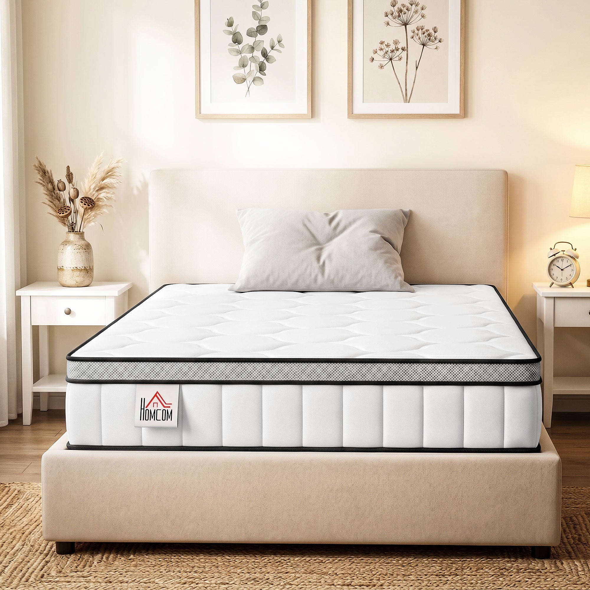 Matelas 90 x 190 cm, Matelas à Ressorts Ensachés, Mousse à Mémoire de Forme au Gel Rafraîchissant, 20 cm d'Épaisseur, Soutien en 7 Zones, Certifié Oeko-Tex, Fermeté Moyenne