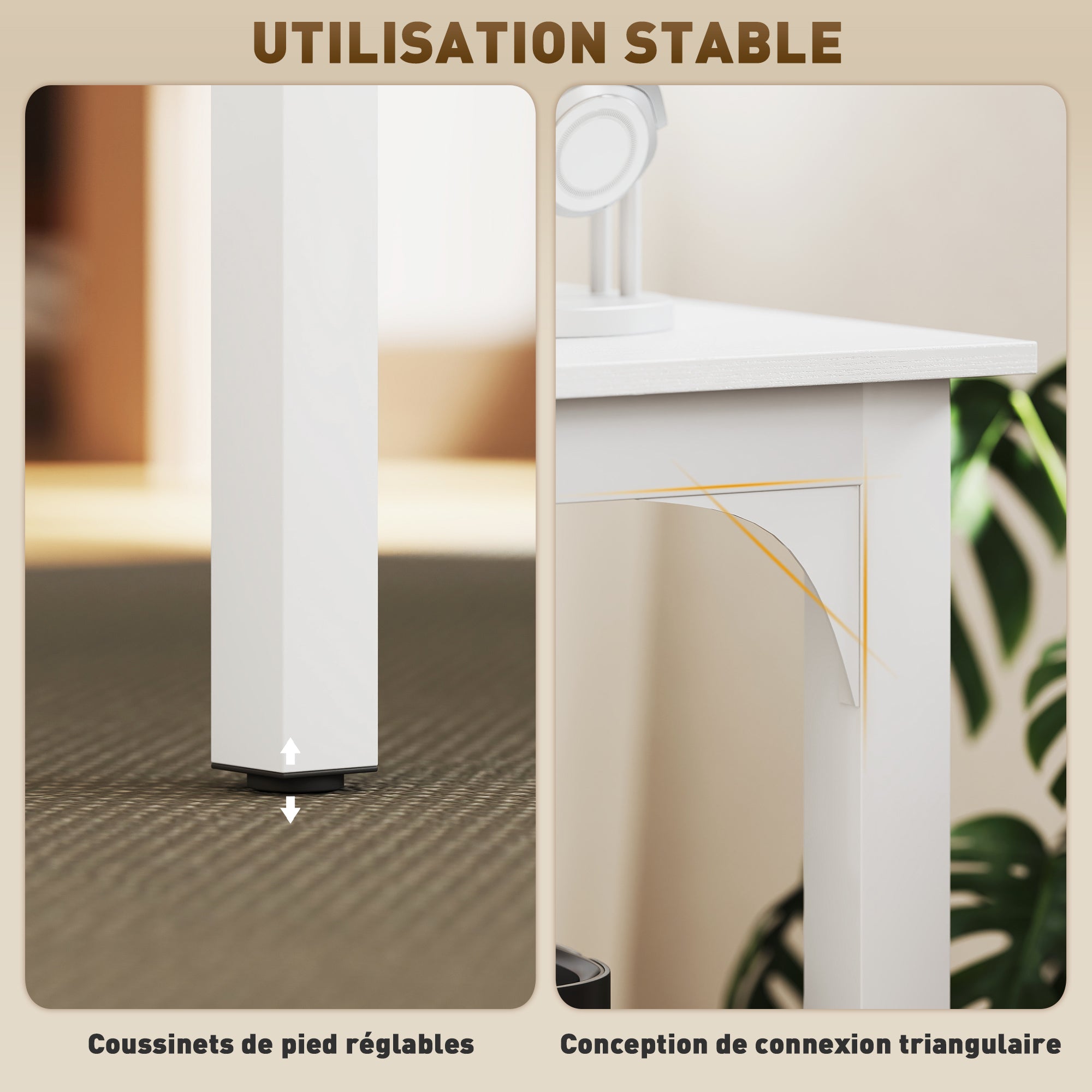 Bureau, bureau d'ordinateur 180 cm avec large plateau pour 2 personnes, cadre en acier, table d'ordinateur pour travail à domicile ou étude, blanc