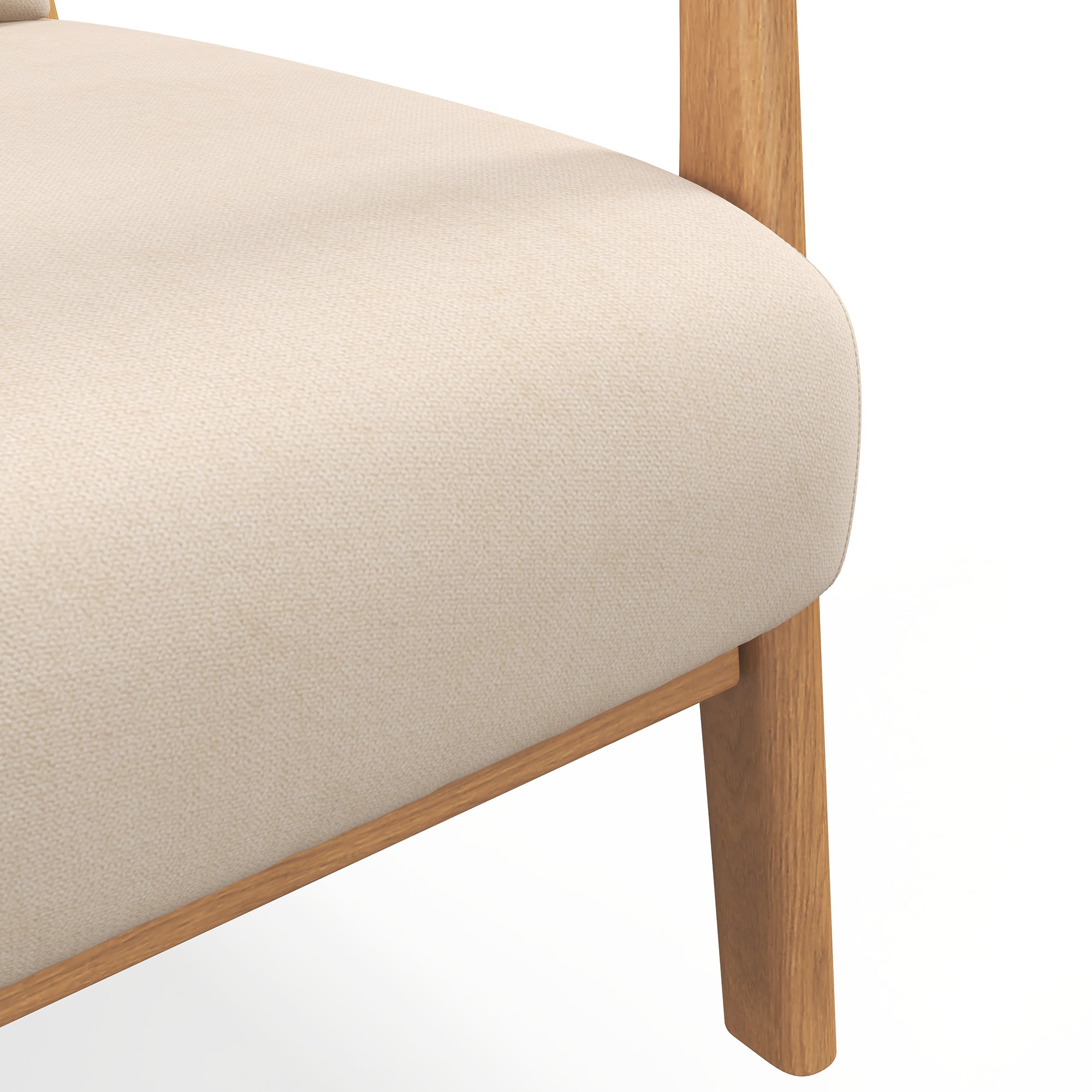 Fauteuil de salon avec cadre en bois massif fauteuil lounge - assise profonde - accoudoirs - aspect velours beige