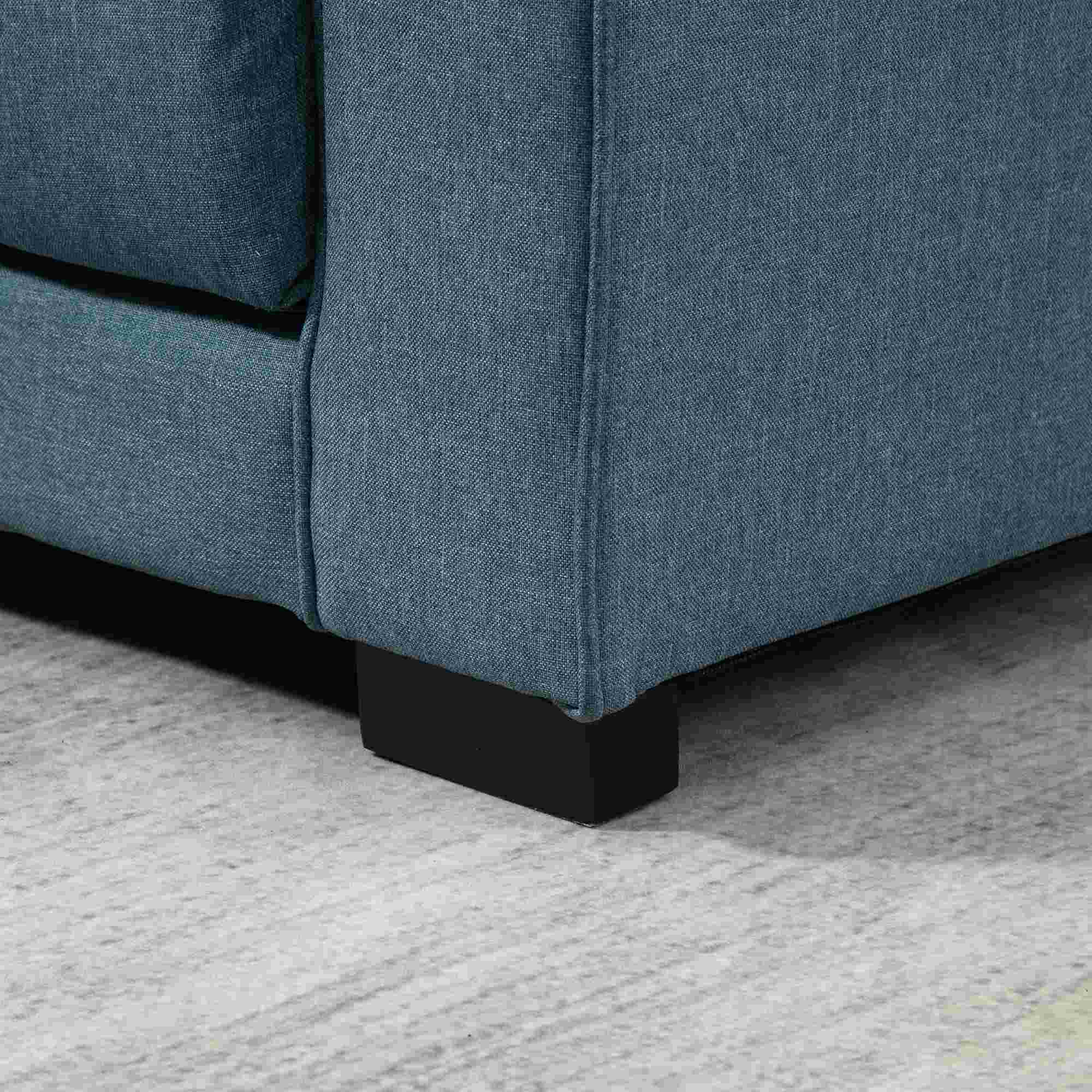 Canapé convertible 2 places canapé-lit avec dossier capitonné, coussins et matelas pliable au sol, canapé en tissu effet lin pour salon, chambre d'amis, 147,5 x 75 x 85 cm, bleu