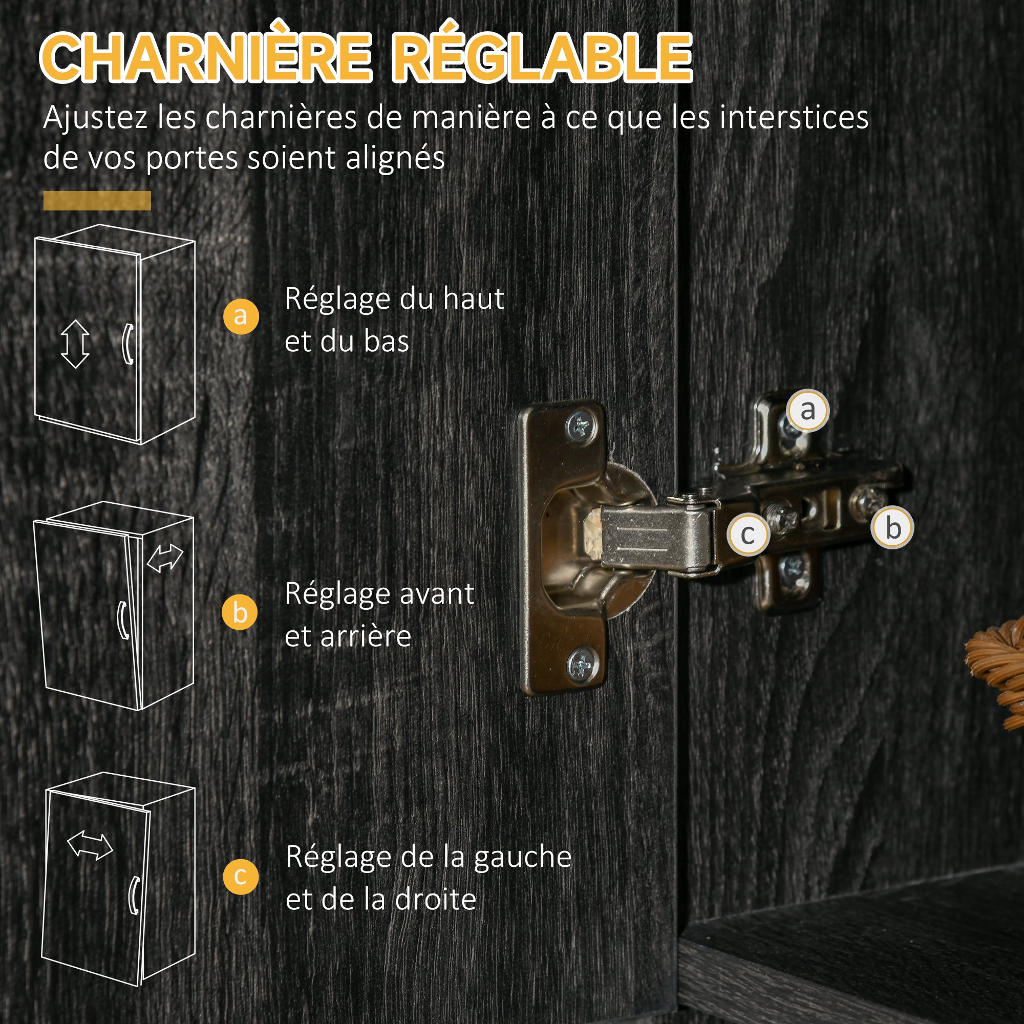 Buffet de cuisine armoire de cuisine contemporaine multi-rangements 6 portes 1 tiroir + grand plateau dim. 101L x 39l x 180H cm en bois noir