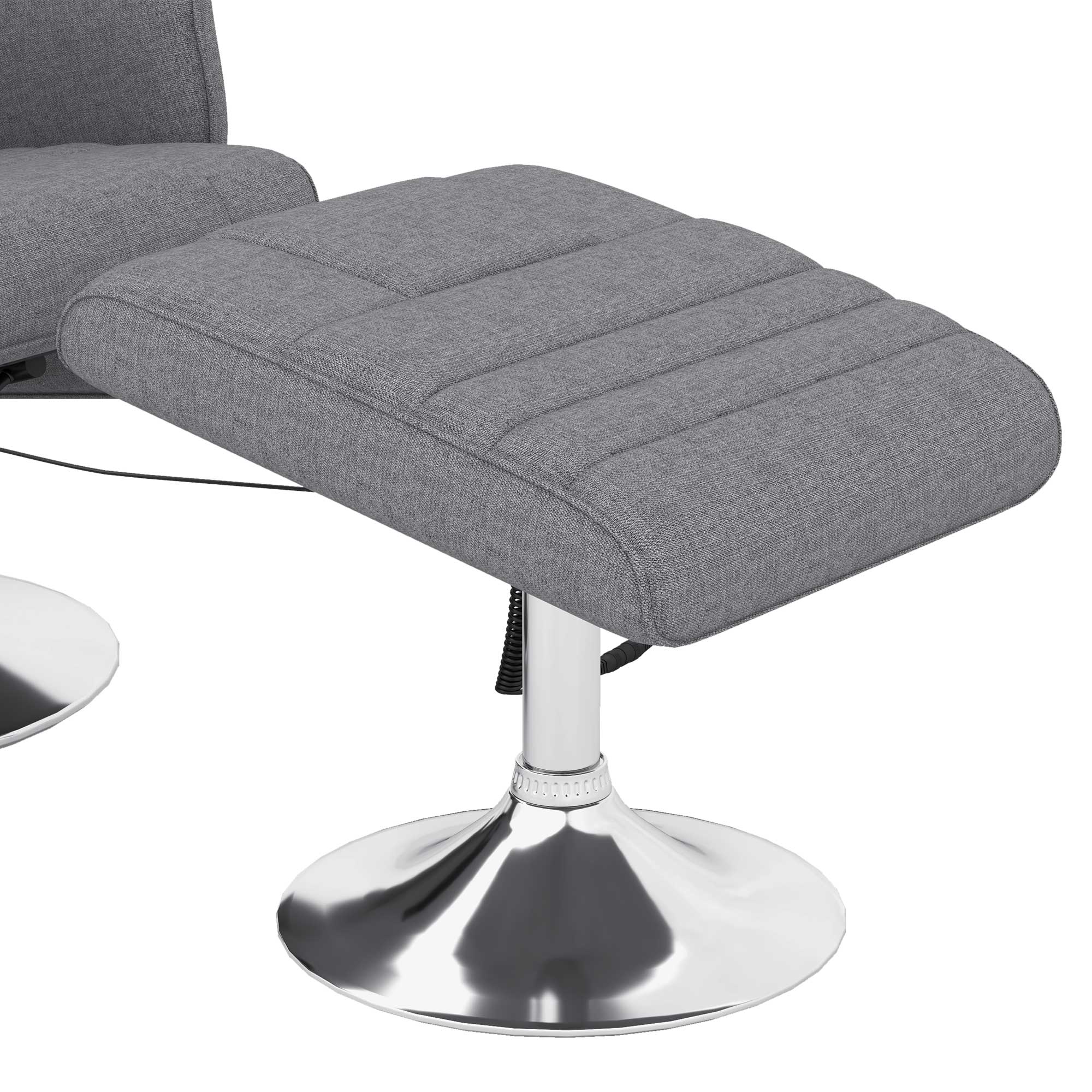 Fauteuil relax massant par vibrations avec pouf, fauteuil TV avec fonction chaise longue, siège pivotant à 360° assise rembourrée confortable, pour salon, chambre, tissu effet lin, gris foncé