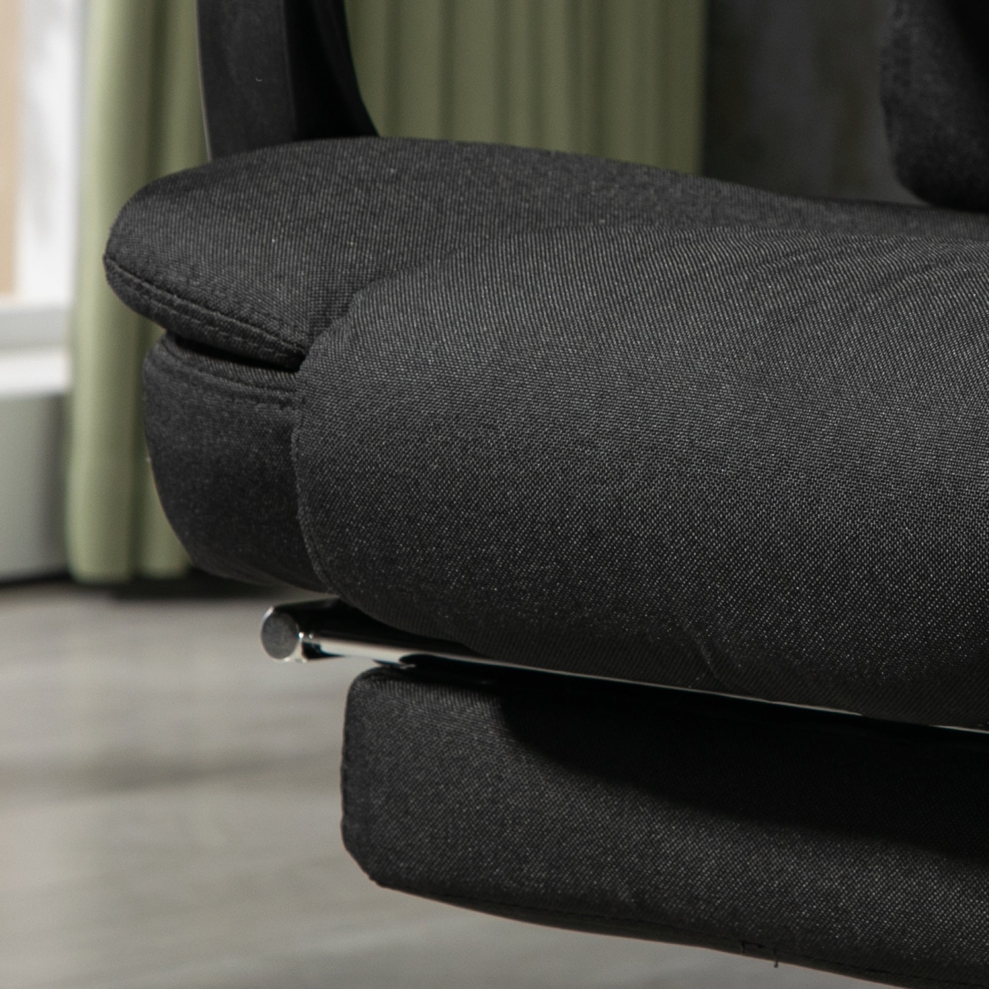 Fauteuil de bureau massant et chauffant, chaise de bureau, chaise ergonomique avec hauteur réglable, dossier inclinable et télécommande filaire, pivotant à 360°, en toile de lin, noir