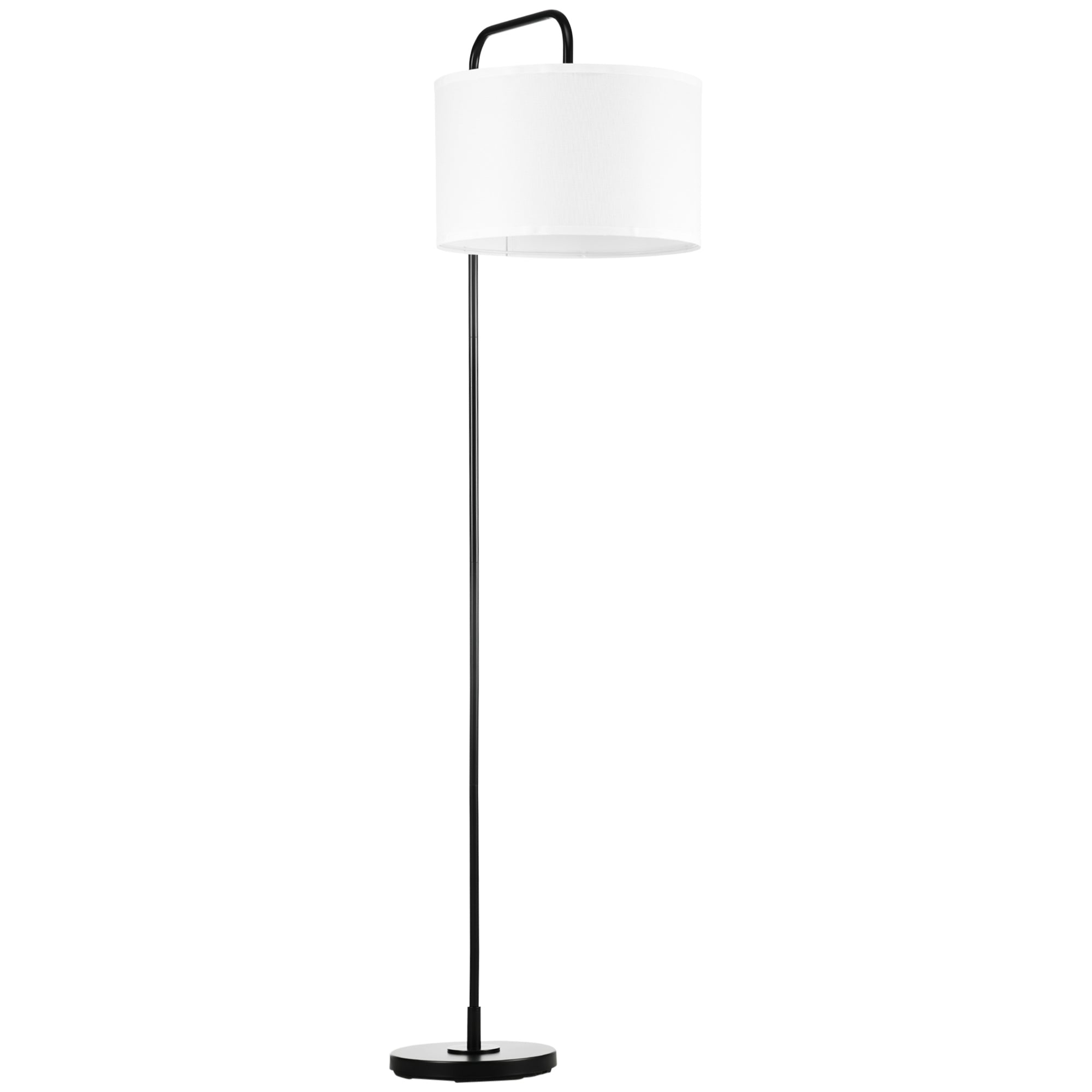 Lampadaire sur pied salon, lampe salon avec abat-jour en tissu effet lin, interrupteur à pied, lampe de lecture en métal, pour salon, chambre, bureau, noir et blanc