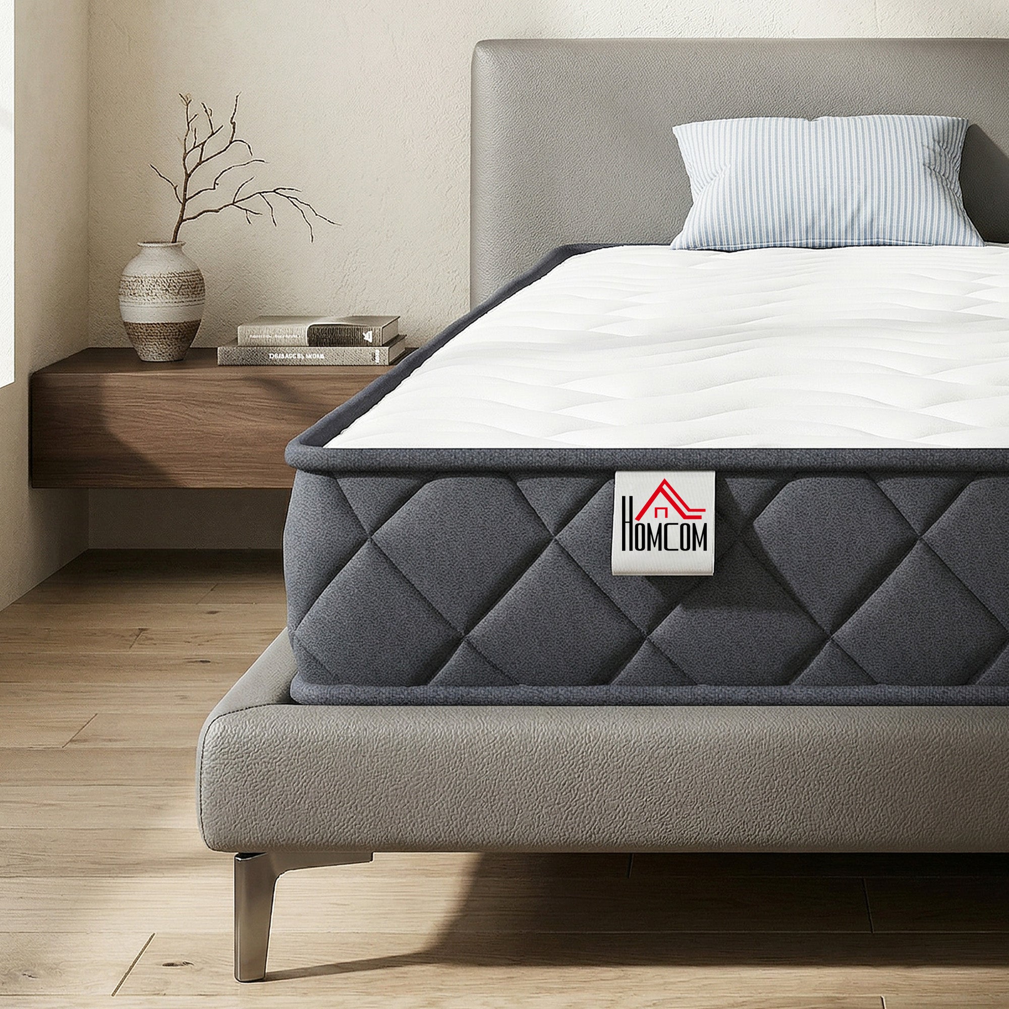 Matelas 140x190cm, Matelas 2 Personnes, Mousse à Mémoire de Forme, 20cm d'Épaisseur, Mousse Découpée en Vagues et Bords Renforcés, Certifié Oeko-Tex, Fermeté Moyenne