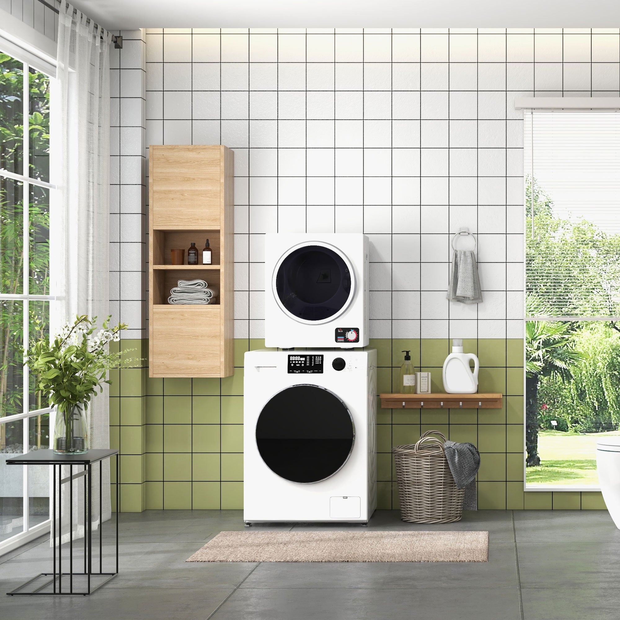 Sèche-linge à évacuation portable, sèche-linge électrique 850 W, 4 Kg, 4 modes de séchage, 2 niveaux de chauffage, cuve en acier inoxydable, installation murale, pour appartement dortoir, blanc