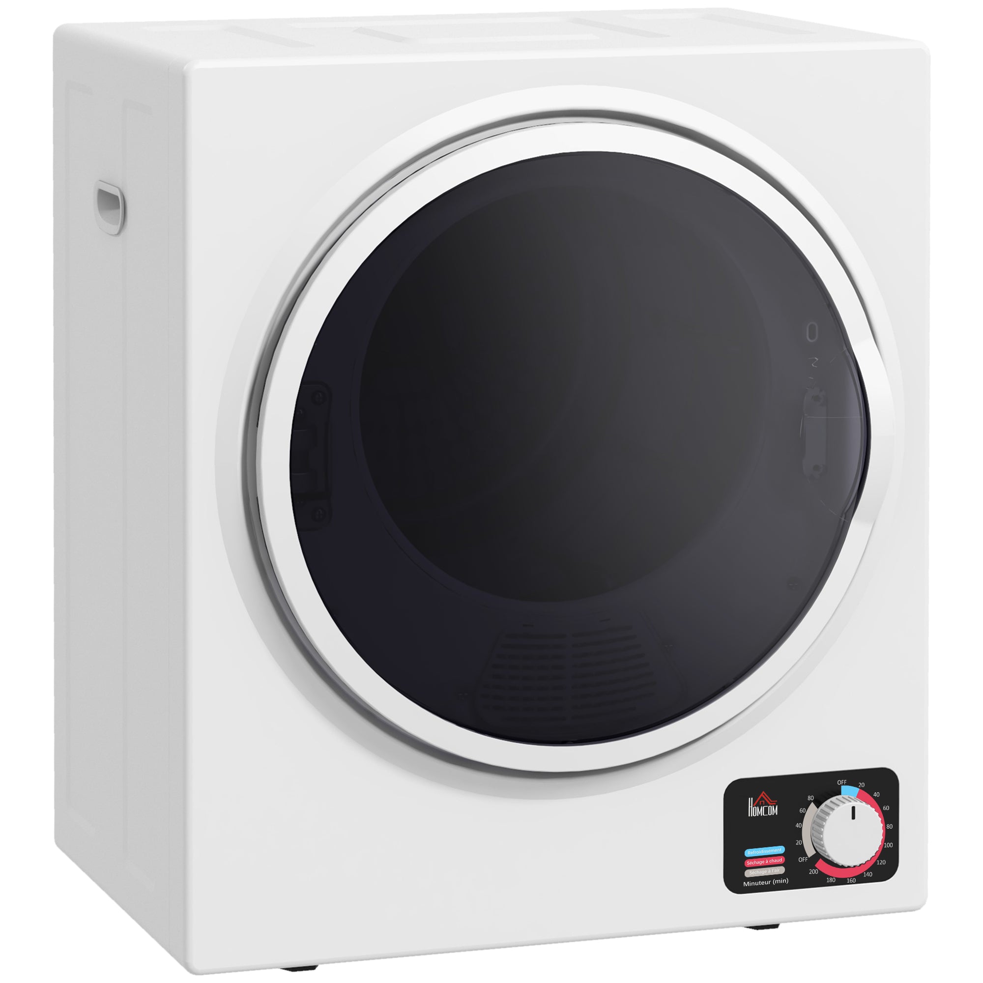 Sèche-linge à évacuation portable, sèche-linge électrique 850 W, 4 Kg, 4 modes de séchage, 2 niveaux de chauffage, cuve en acier inoxydable, installation murale, pour appartement dortoir, blanc