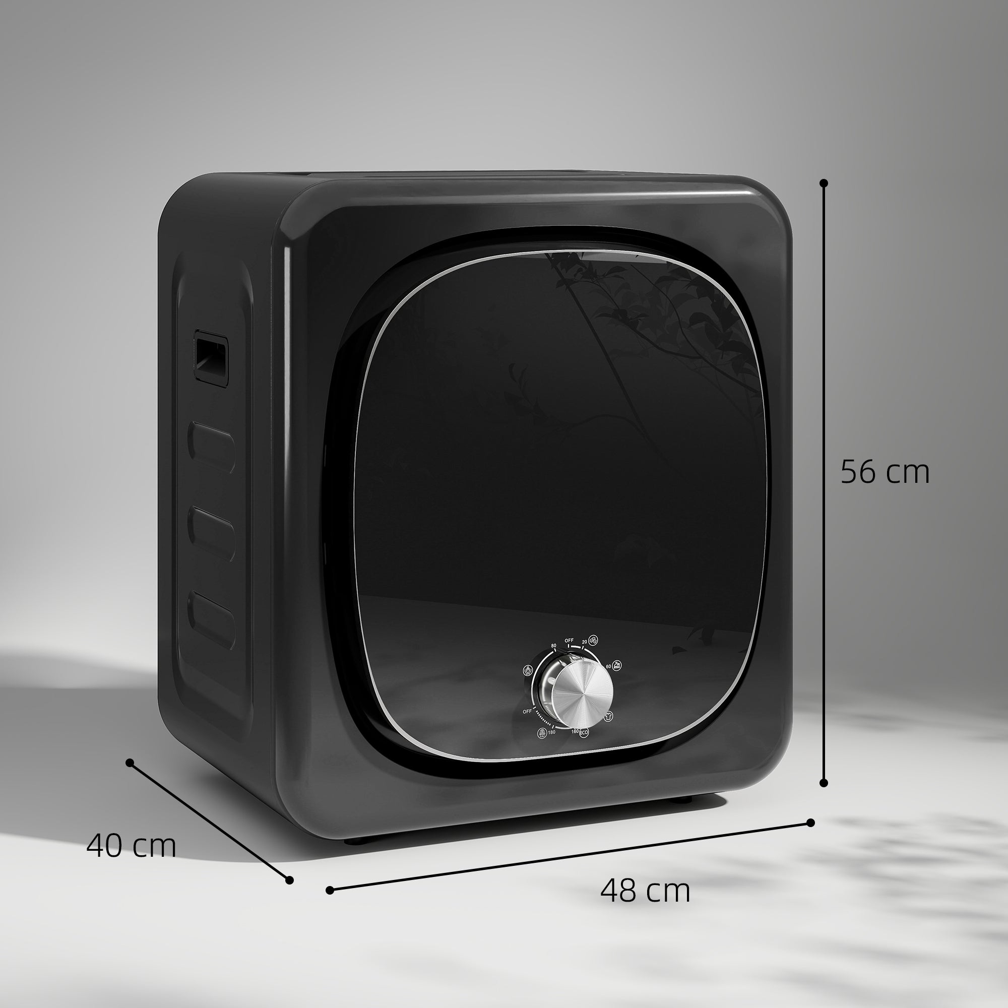 Sèche linge à évacuation compact sèche-linge électrique 800 W 4 Kg avec 5 modes de séchage, cuve en acier inoxydable, charge frontale, pour appartement, maison, camping-cars, noir