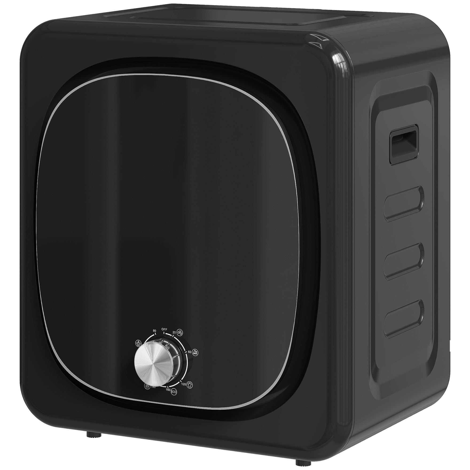 Sèche linge à évacuation compact sèche-linge électrique 800 W 4 Kg avec 5 modes de séchage, cuve en acier inoxydable, charge frontale, pour appartement, maison, camping-cars, noir