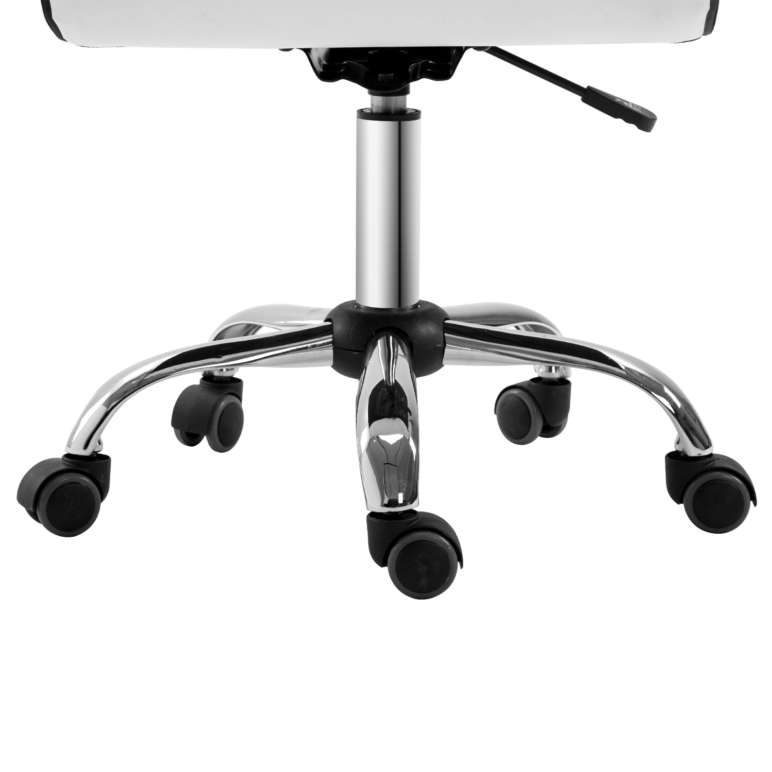 Chaise de bureau sans accoudoirs, fauteuil de bureau ergonomique, hauteur réglable, assise et dossier rembourrés et pivotant 360°, chaise d'ordinateur en similicuir pour bureau, chambre, blanc