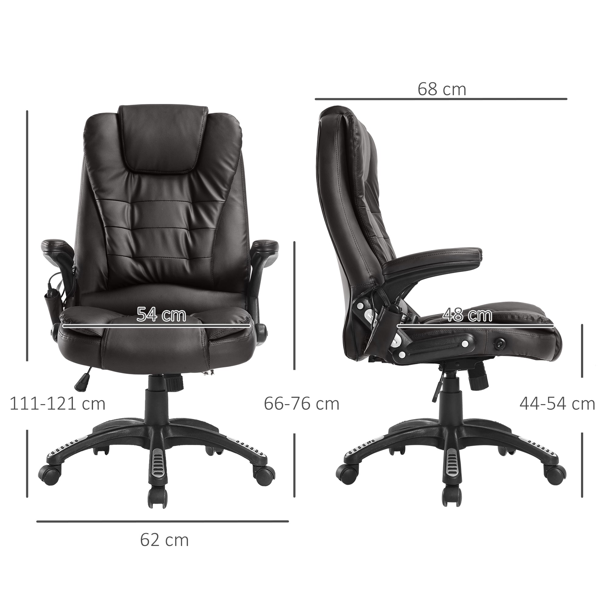 Fauteuil de bureau massant et chauffant électrique fauteuil bureau ergonomique revêtement synthétique brun