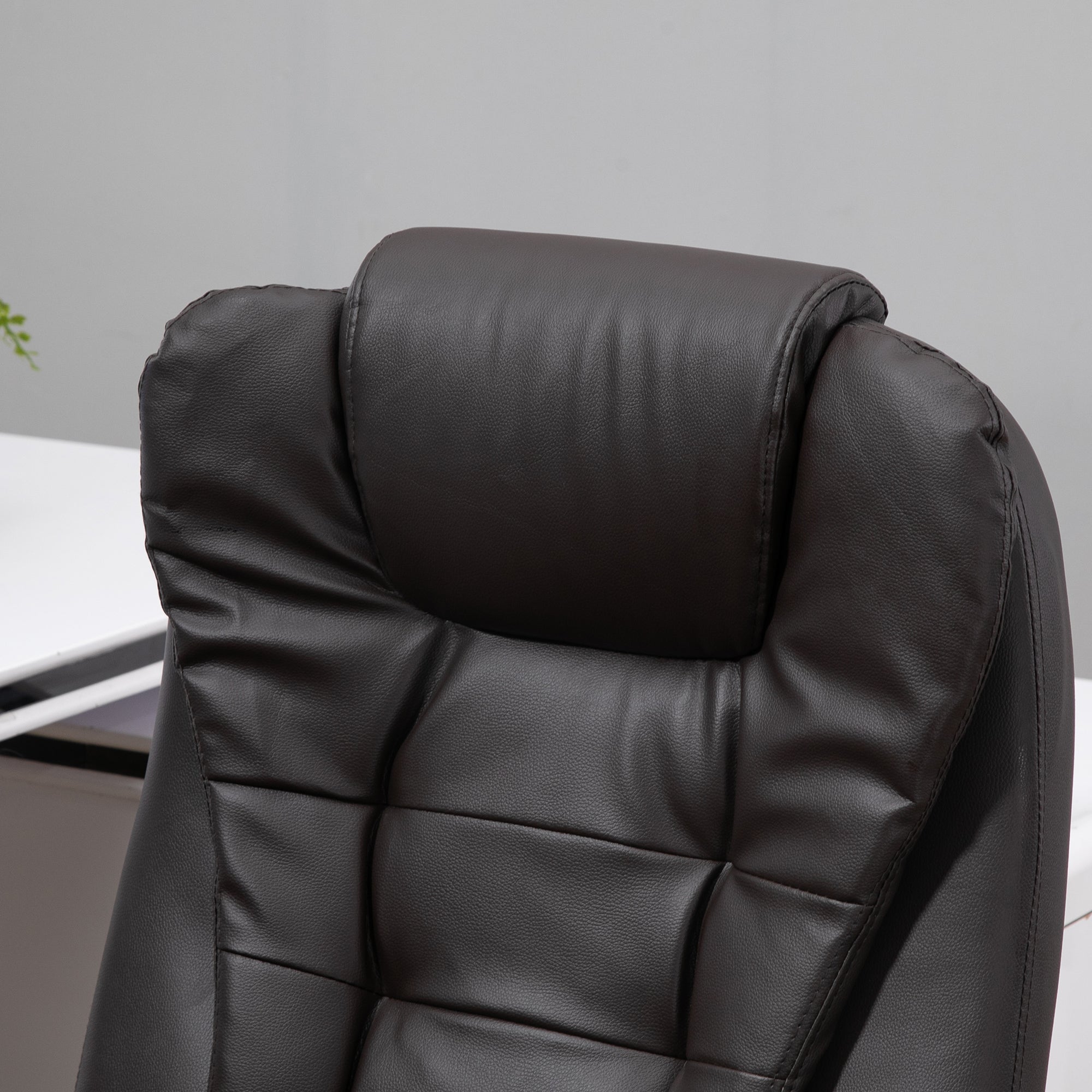 Fauteuil de bureau massant et chauffant électrique fauteuil bureau ergonomique revêtement synthétique brun