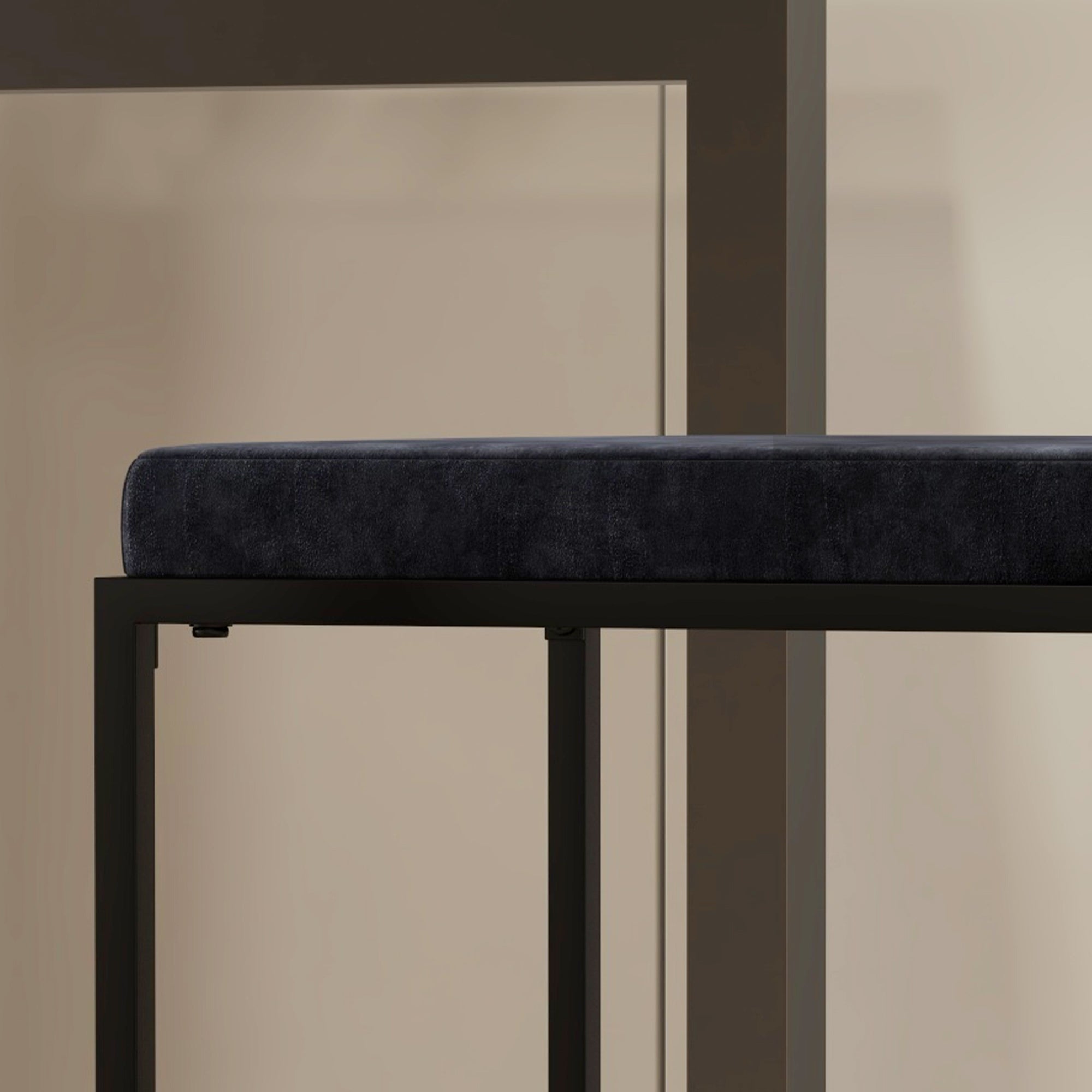 Lot de 2 chaises hautes, tabourets de bar, hauteur 74 cm, strucuture en acier, coussin d'assise en velours, repose-pieds, chaises de bar, style moderne élégant, noir