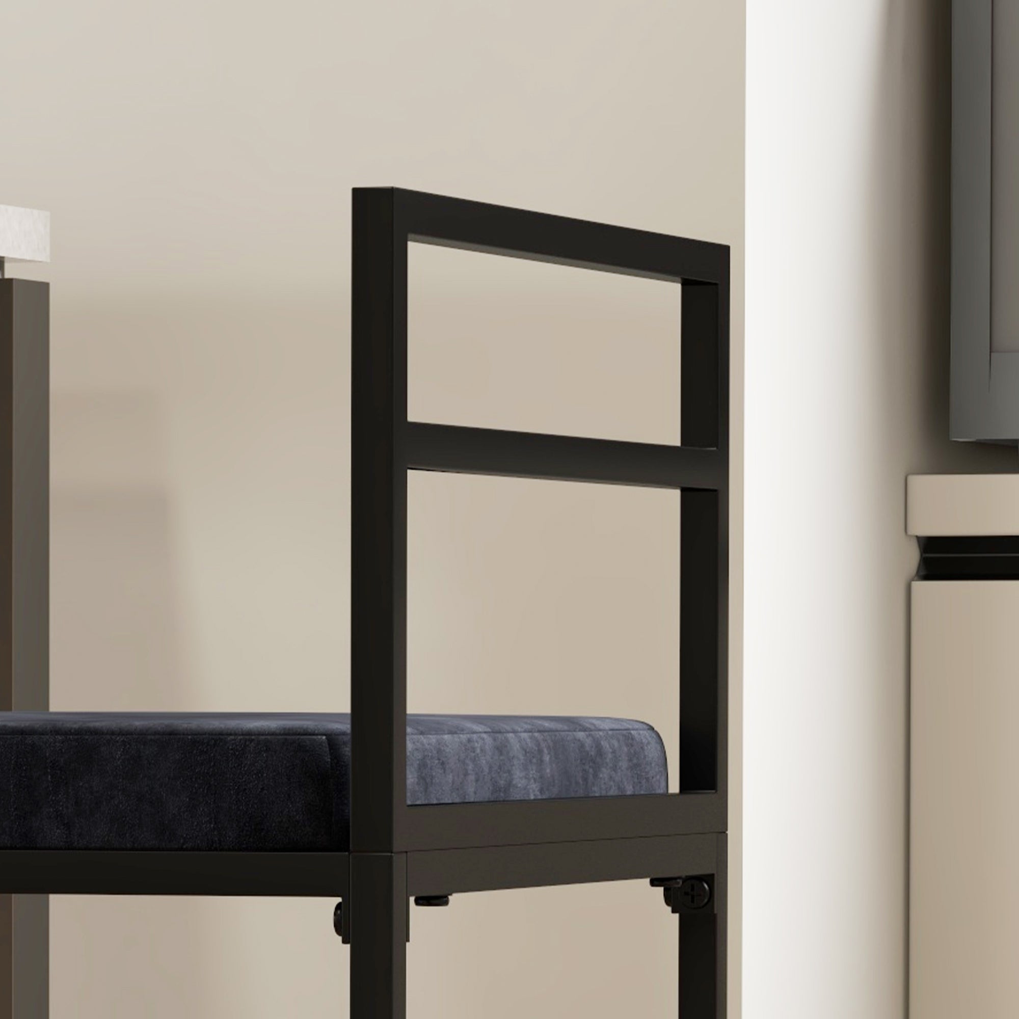 Lot de 2 chaises hautes, tabourets de bar, hauteur 74 cm, strucuture en acier, coussin d'assise en velours, repose-pieds, chaises de bar, style moderne élégant, noir