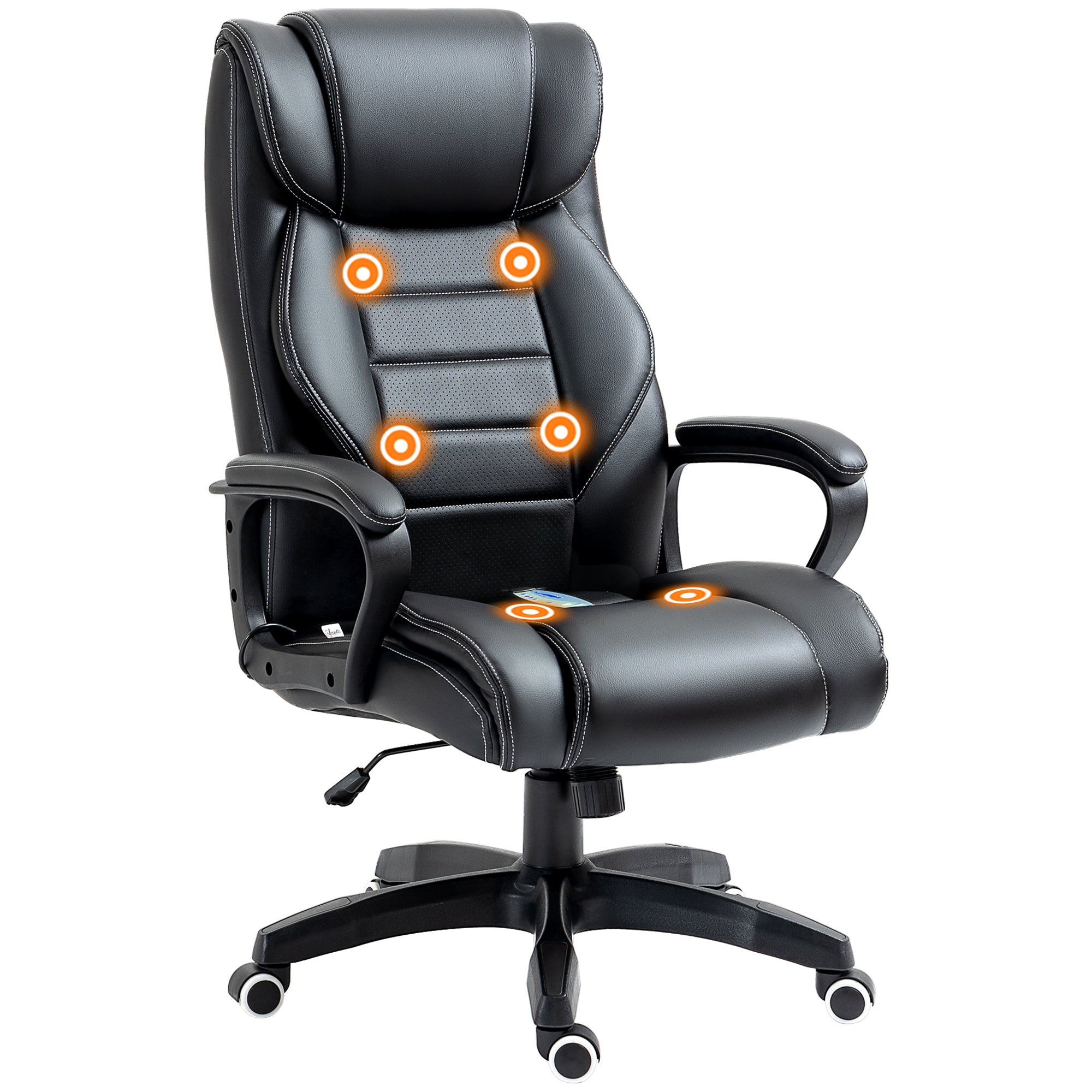 Fauteuil de bureau massant fauteuil bureau ergonomique grand confort hauteur réglable fonction dossier à bascule revêtement synthétique noir