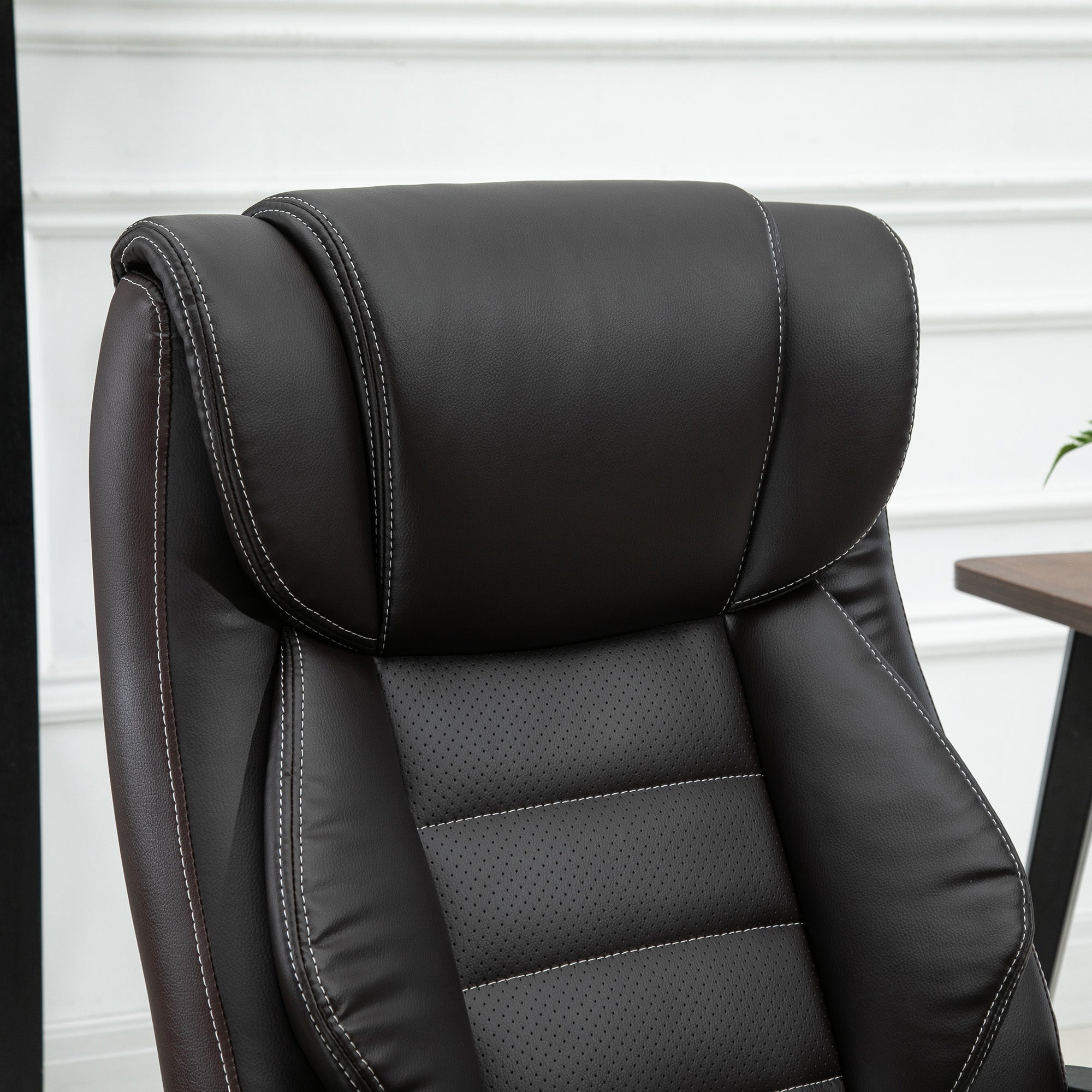 Fauteuil de bureau massant fauteuil bureau ergonomique grand confort hauteur réglable fonction dossier à bascule revêtement synthétique noir