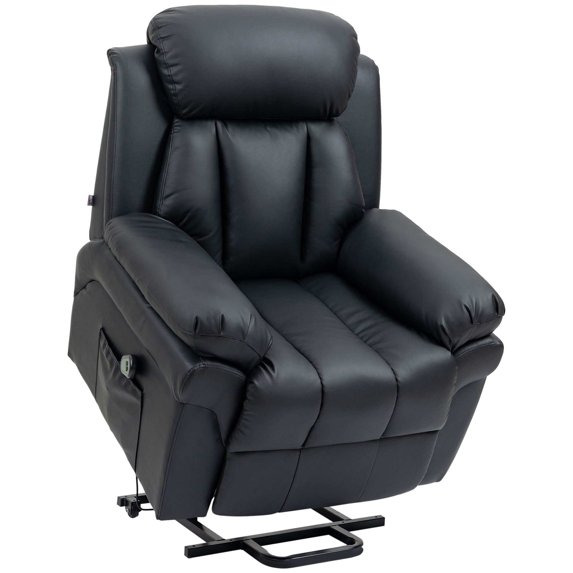 Fauteuil releveur électrique, fauteuil relax électrique avec repose-pied ajustable, dossier inclinable, télécommande, poche latérale, pour personnes âgées, noir