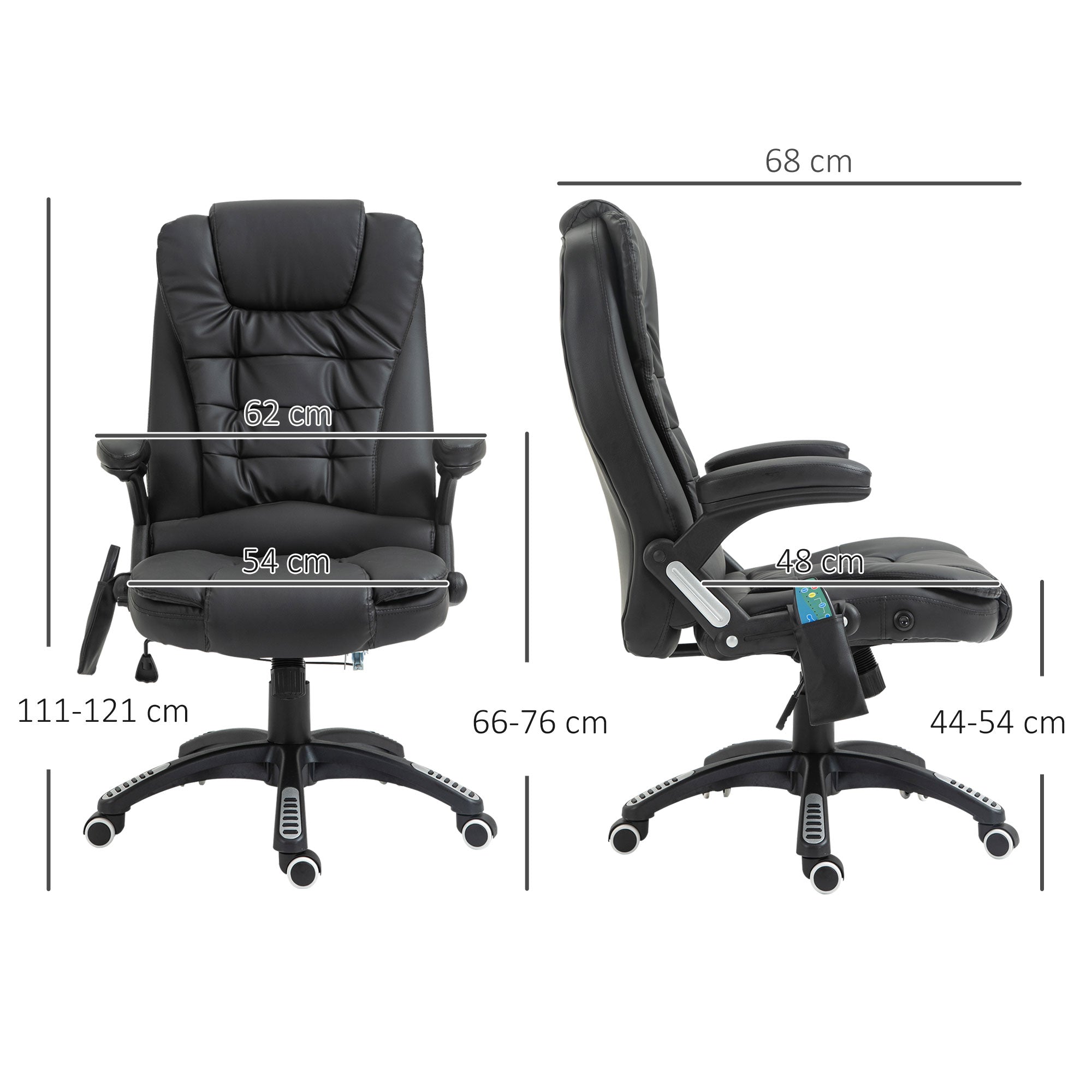 Fauteuil de bureau massant et chauffant électrique fauteuil bureau ergonomique revêtement synthétique noir