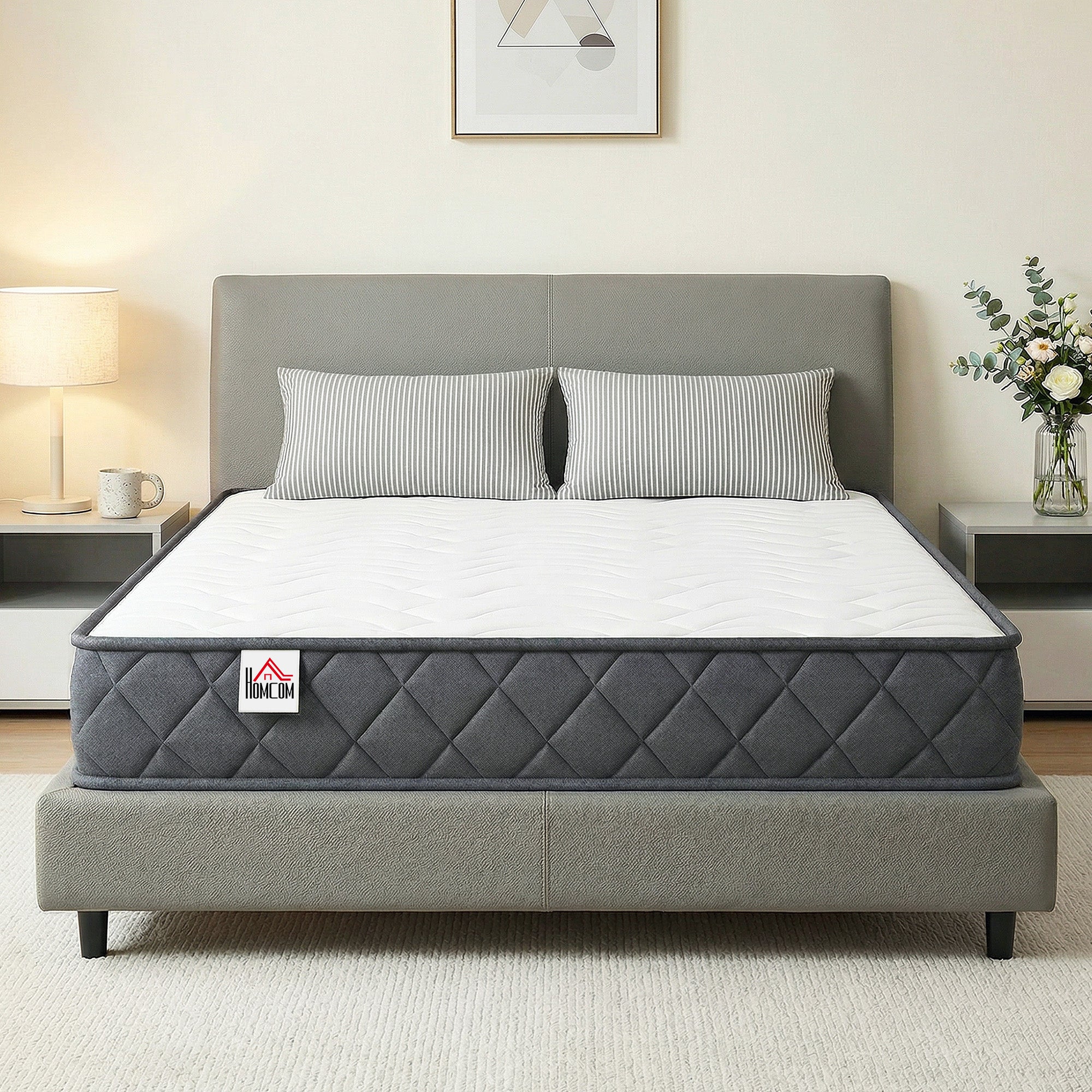 Matelas 200x160cm, Matelas 2 Personnes, Mousse à Mémoire de Forme, 20cm d'Épaisseur, Mousse Découpée en Vagues et Bords Renforcés, Certifié Oeko-Tex, Fermeté Moyenne