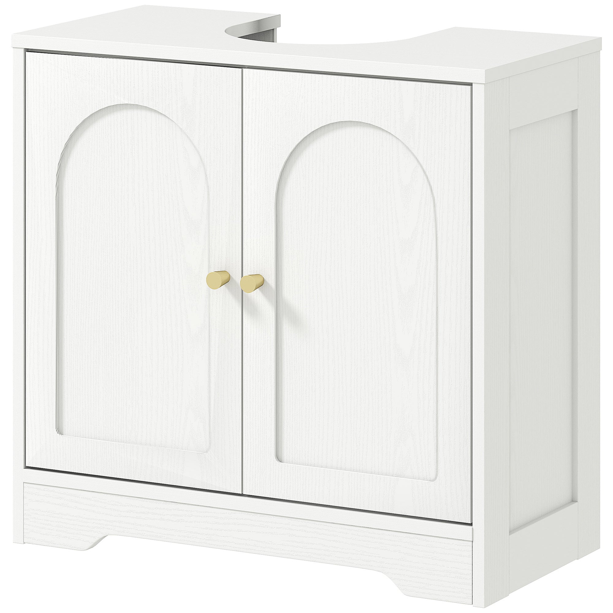 Meuble sous lavabo salle de bain meuble sous vasque armoire de rangement pour lavabo - placard à portes et étagère réglable, pour bassin avec ou sans pédestal, 60 x 30 x 65 cm, blanc