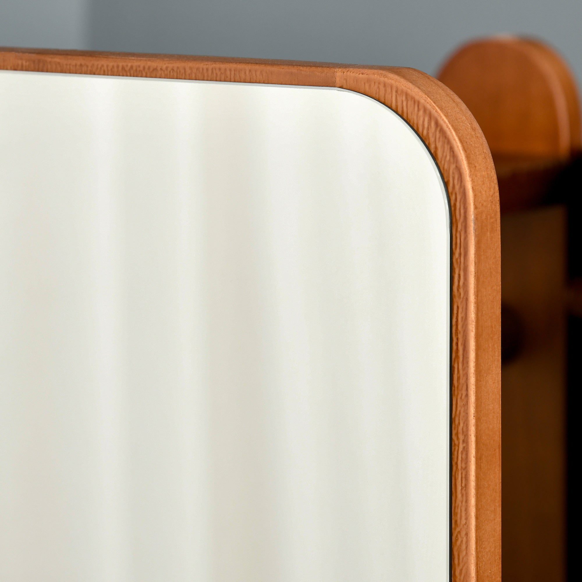 Miroir sur Pied avec roulettes - Portant, 4 patères étagère MDF Aspect Noyer