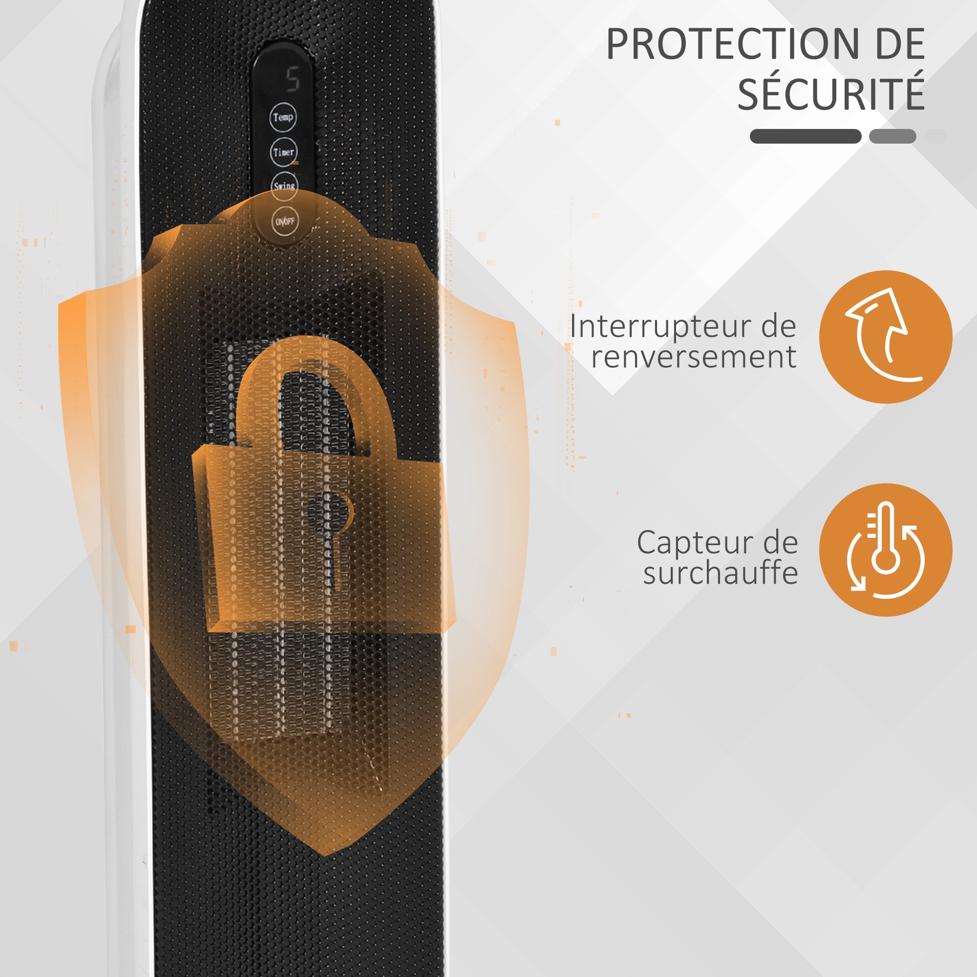 Radiateur électrique Chauffage soufflant oscillant 45° minuterie 24H 1200/2000 W - céramique PTC - télécommande incluse - chauffage d'appoint protection contre renversement et surchauffe noir