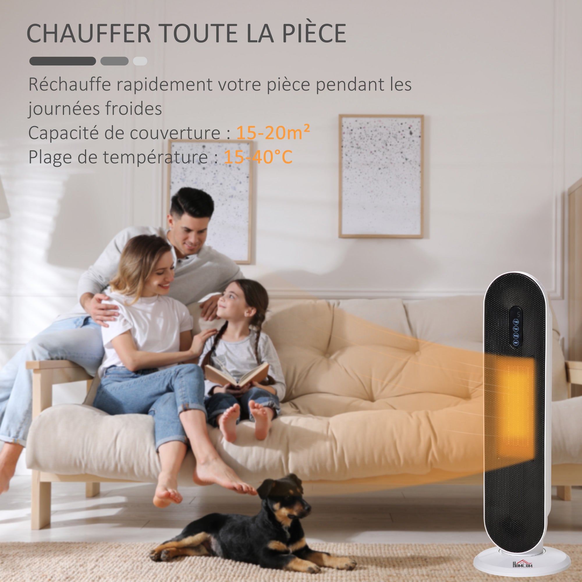 Radiateur électrique Chauffage soufflant oscillant 45° minuterie 24H 1200/2000 W - céramique PTC - télécommande incluse - chauffage d'appoint protection contre renversement et surchauffe noir