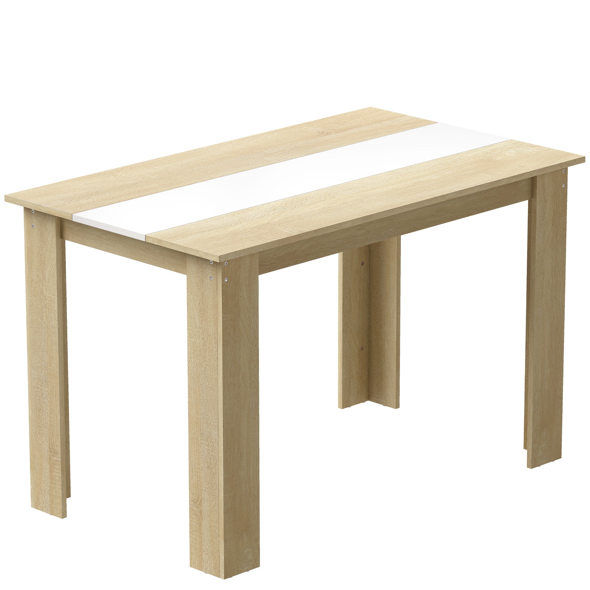 Table à manger rectangulaire pour 4 à 6 personnes, table de cuisine, 120 x 69 x 75 cm, style moderne, pieds triangulaires plus stable, chêne et blanc