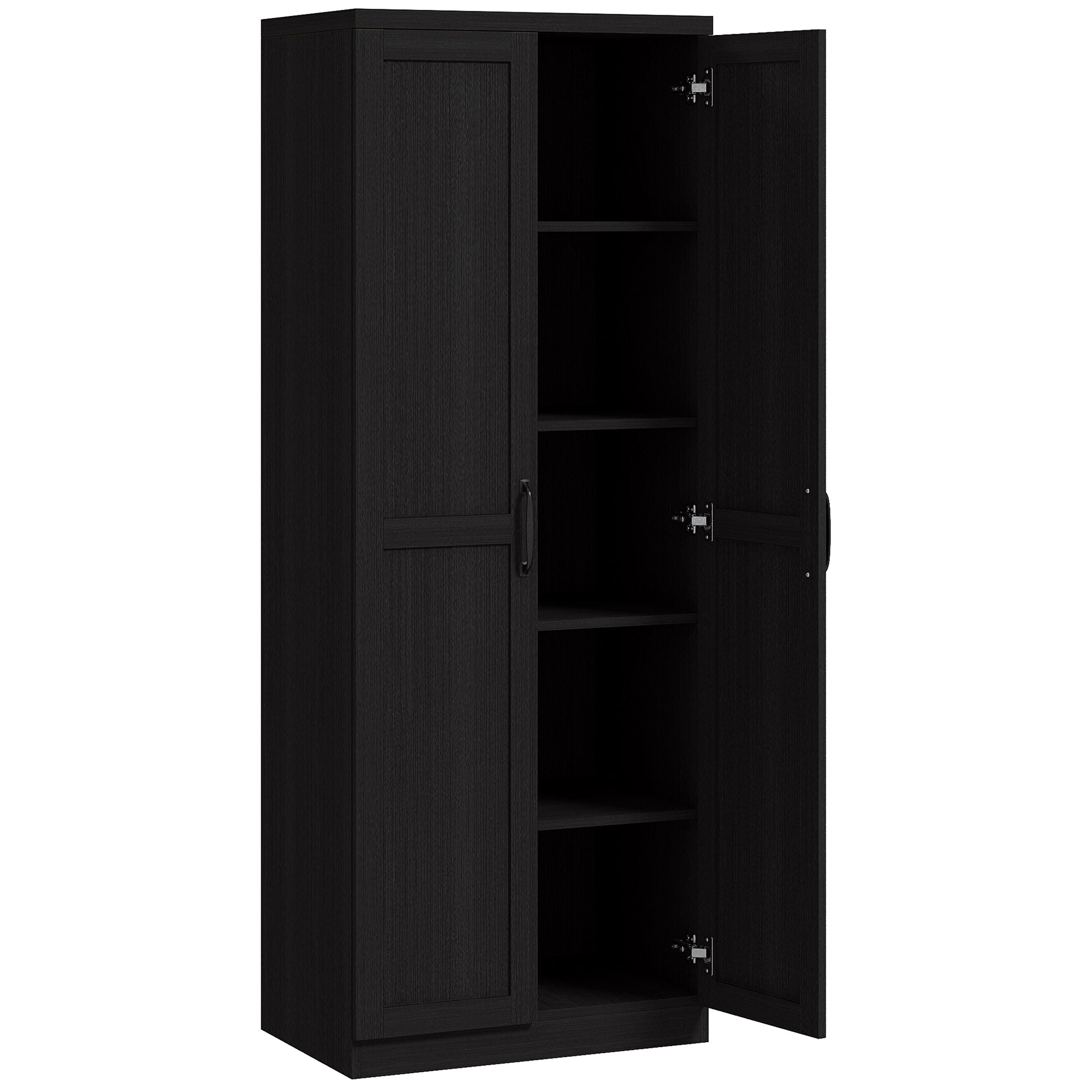 Buffet cuisine, meuble cuisine rangement, meuble de rangement, vaisselier moderne avec double porte et 2 étagères réglables, pour salle à manger, salon, 60 x 40 x 160 cm, noir