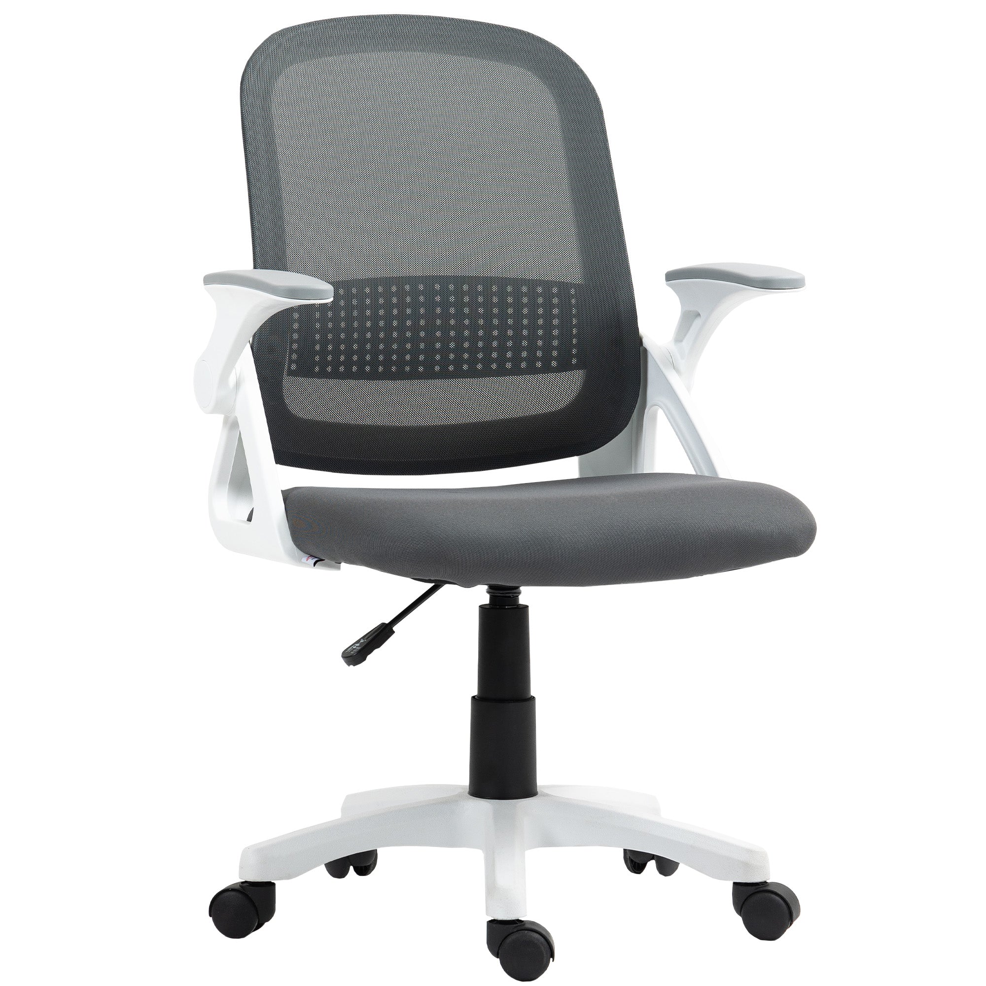 Chaise bureau ergonomique, fauteuil de bureau en maille avec accoudoirs relevables, hauteur réglable, soutien lombaire et pivotant à 360°, 57,5 x 60 x 101 cm, gris