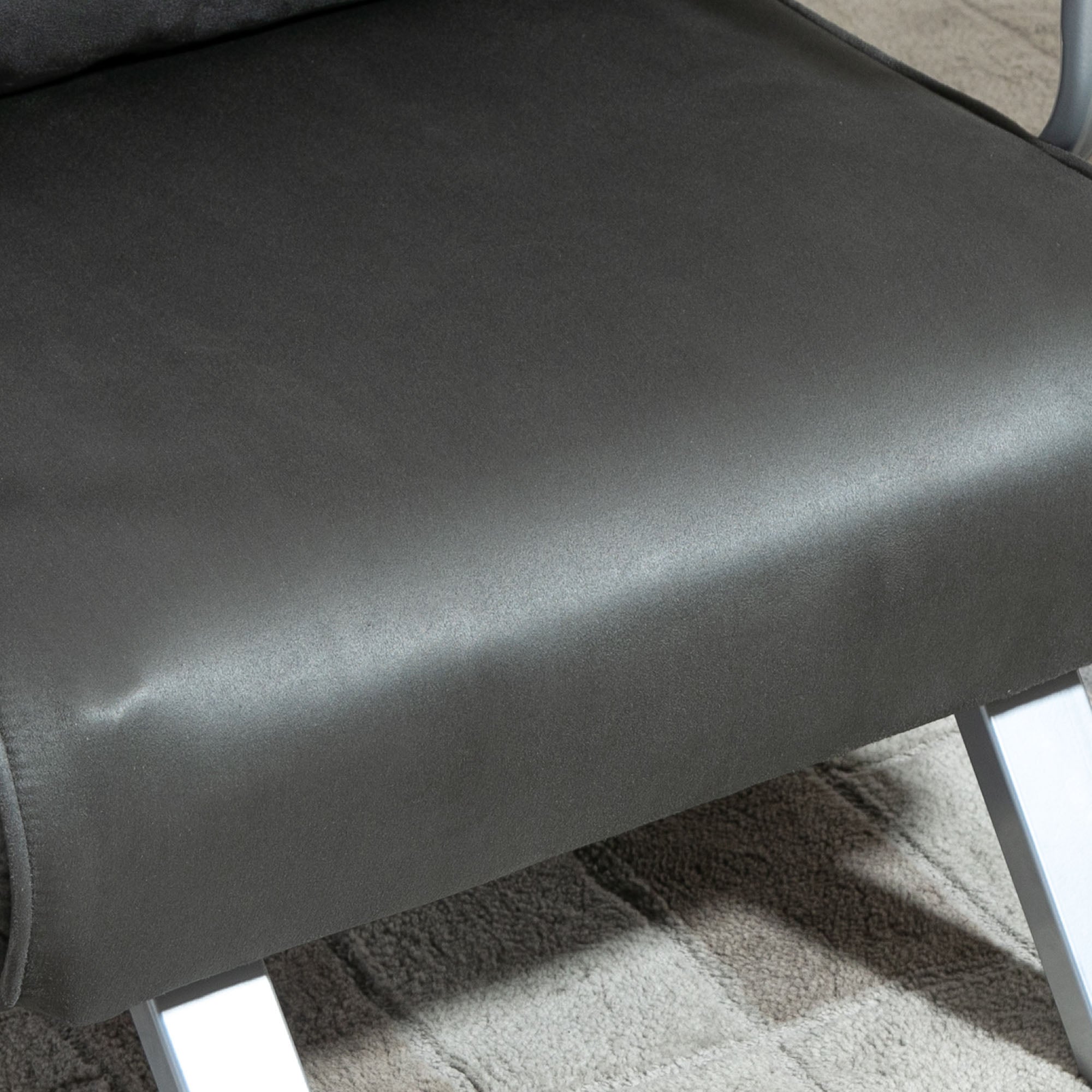 Fauteuil chauffeuse canapé-lit Convertible 1 Place déhoussable Grand Confort Coussin Pieds accoudoirs métal suède Gris