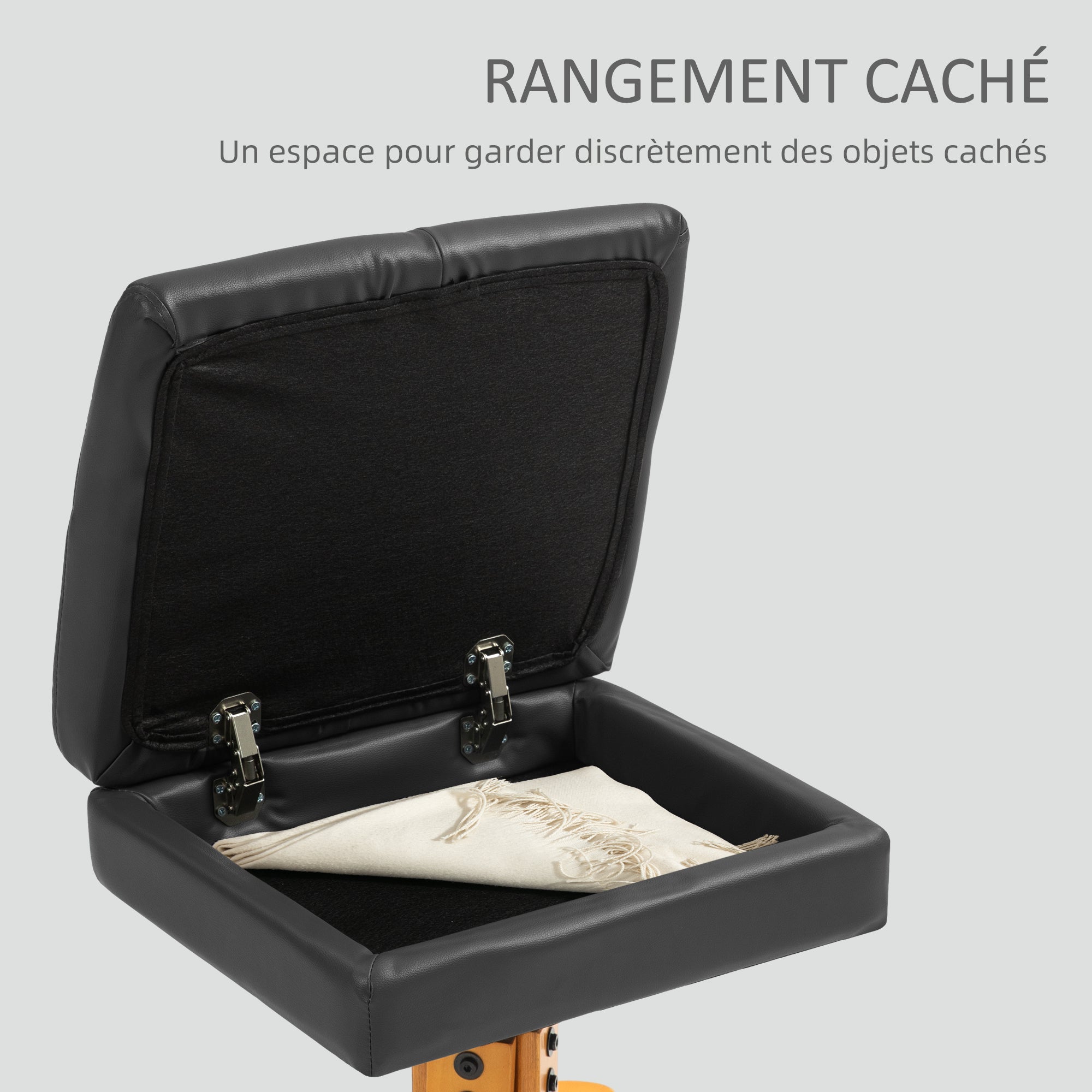 Fauteuil massant avec repose-pied fauteuil relax salon - dossier inclinable jusqu'à 135°, coffre de rangement, appuie-tête et et télécommande - revêtement synthétique noir