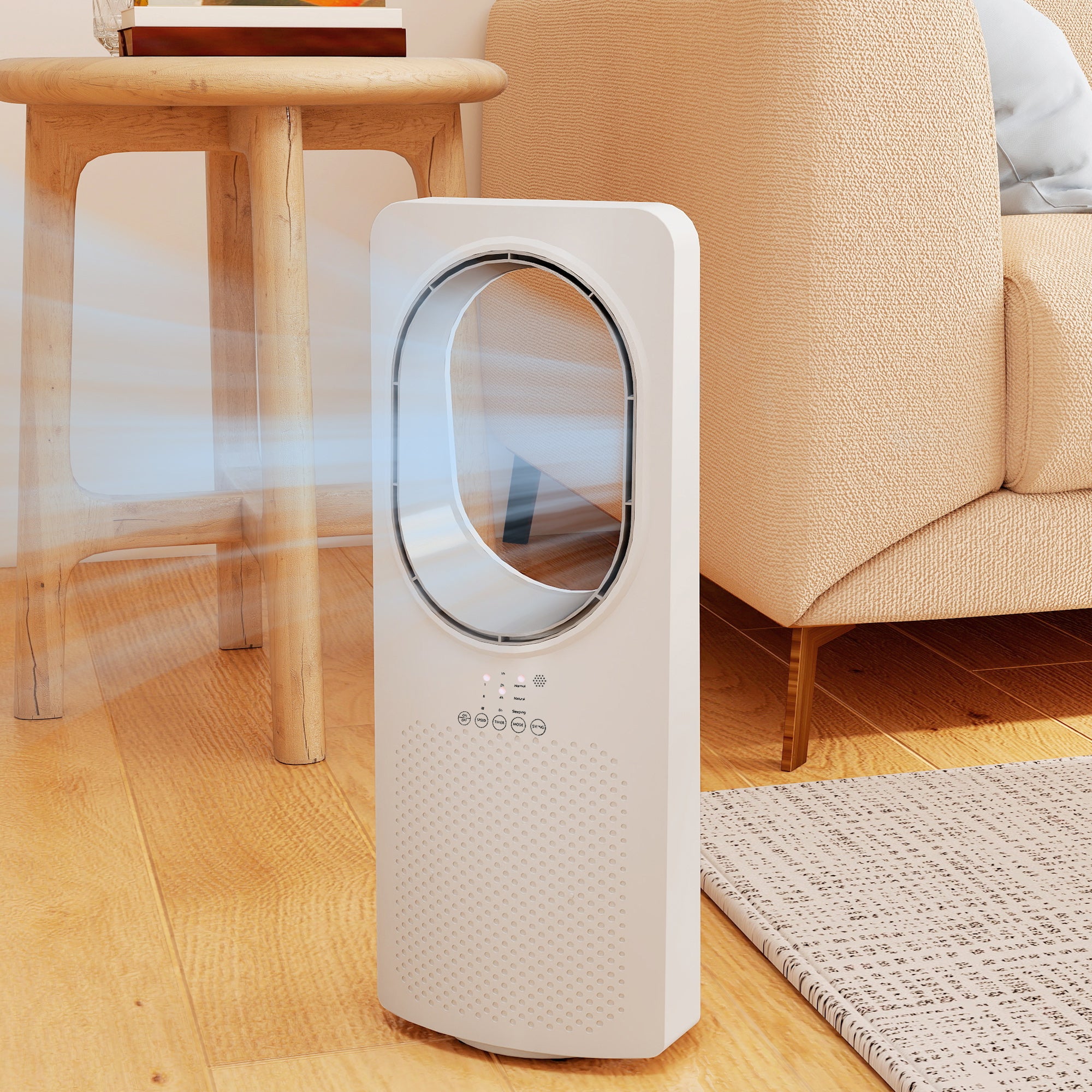Ventilateur colonne ultra-silencieux 36 dB, ventilateur tour pour chambre, 62cm de haut, oscillant à 45°, 3 vitesses, 3 modes, minuterie 15 H, télécommande, noir