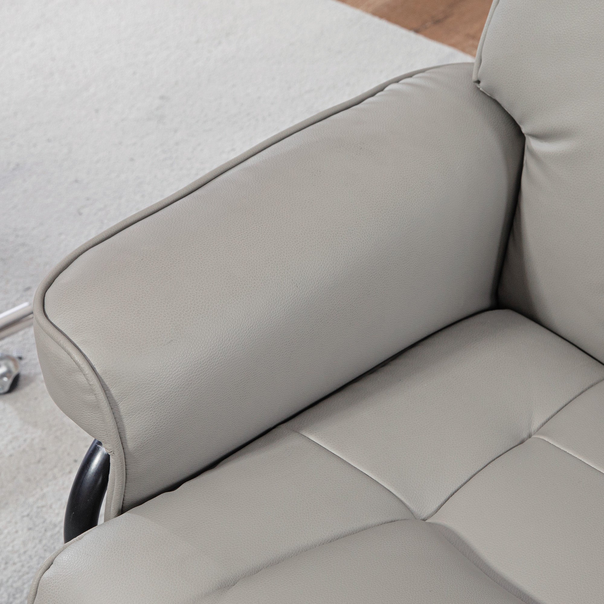 Fauteuil de relaxation inclinable avec repose-pied fauteuil relax de salon pivotant, cadre en bois revêtement synthétique 76 x 85 x 104 cm gris