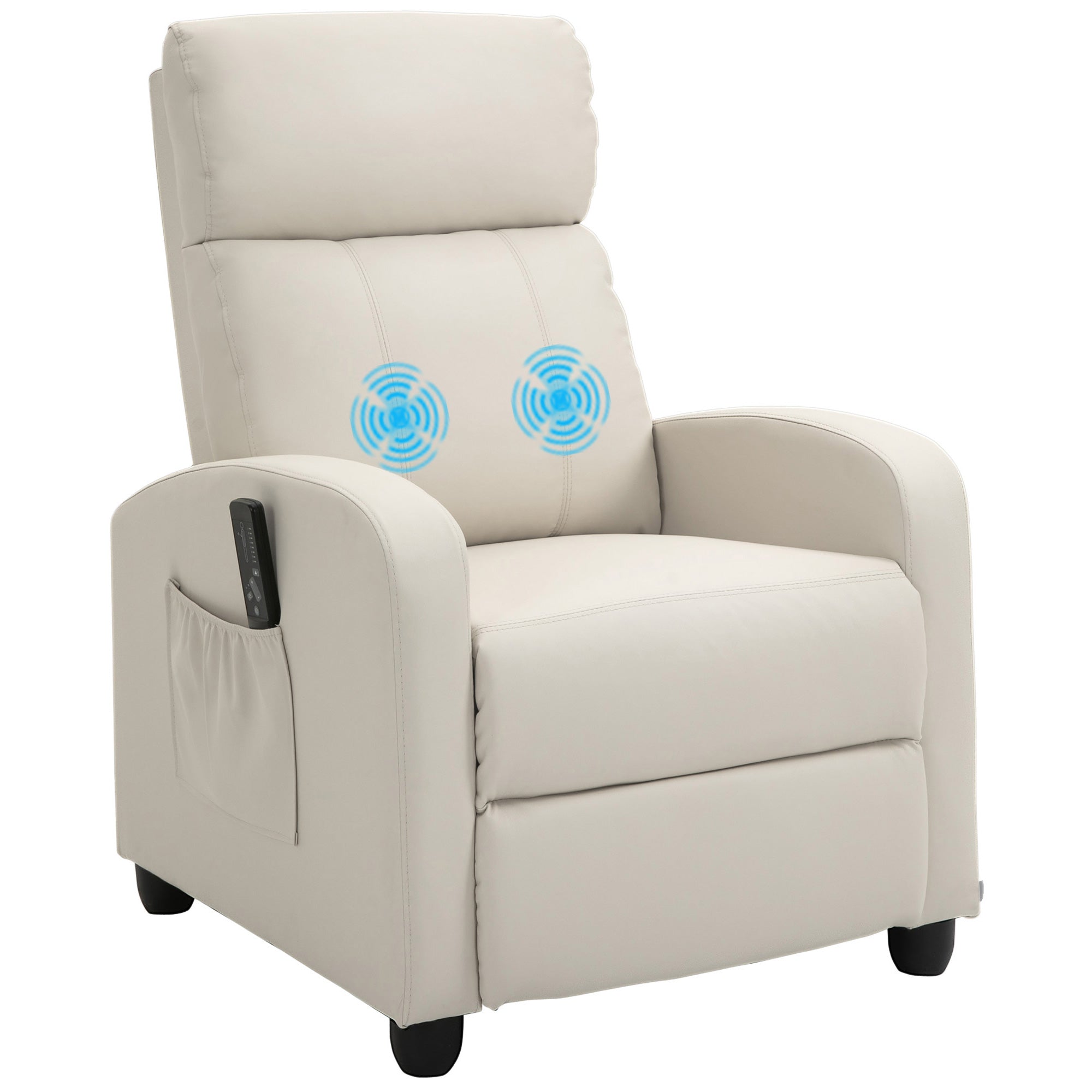 Fauteuil de Relaxation et Massage électrique avec Inclinaison Manuelle Dossier Repose-Pied réglable revêtement synthétique Crème