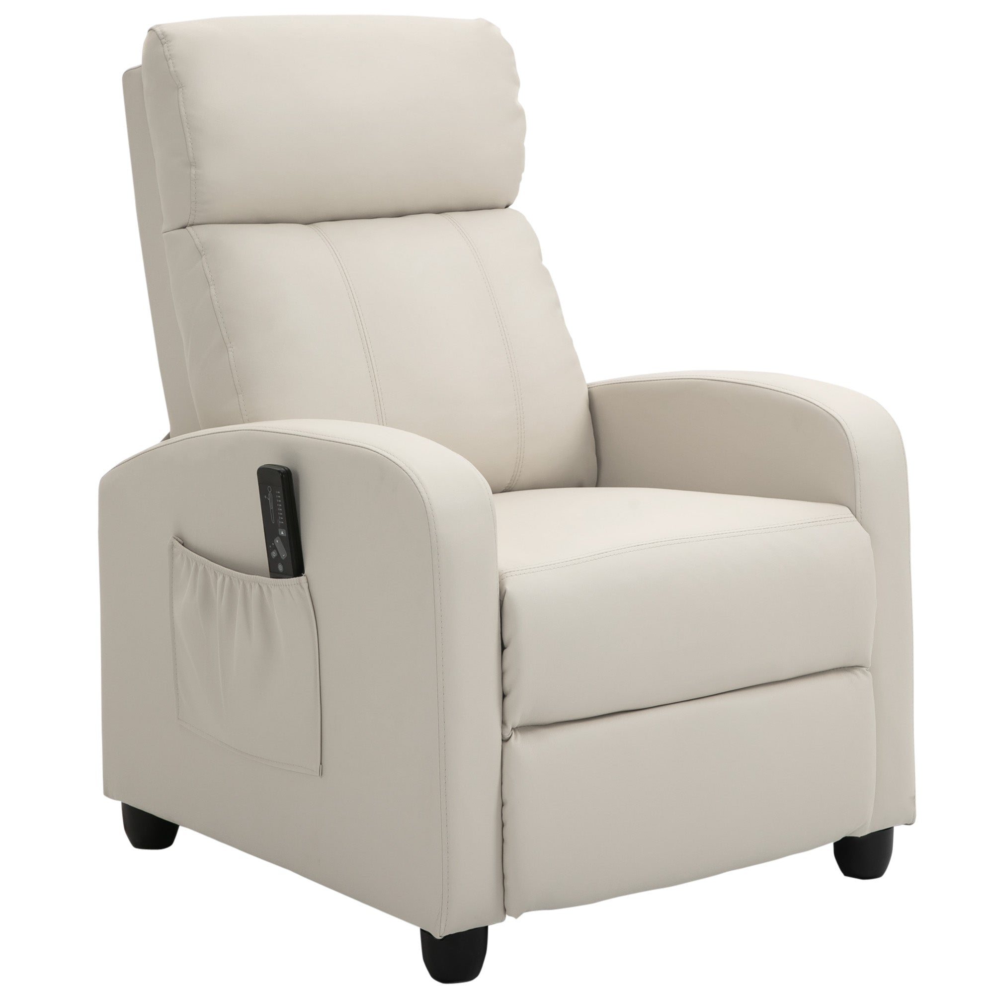 Fauteuil de Relaxation et Massage électrique avec Inclinaison Manuelle Dossier Repose-Pied réglable revêtement synthétique Crème
