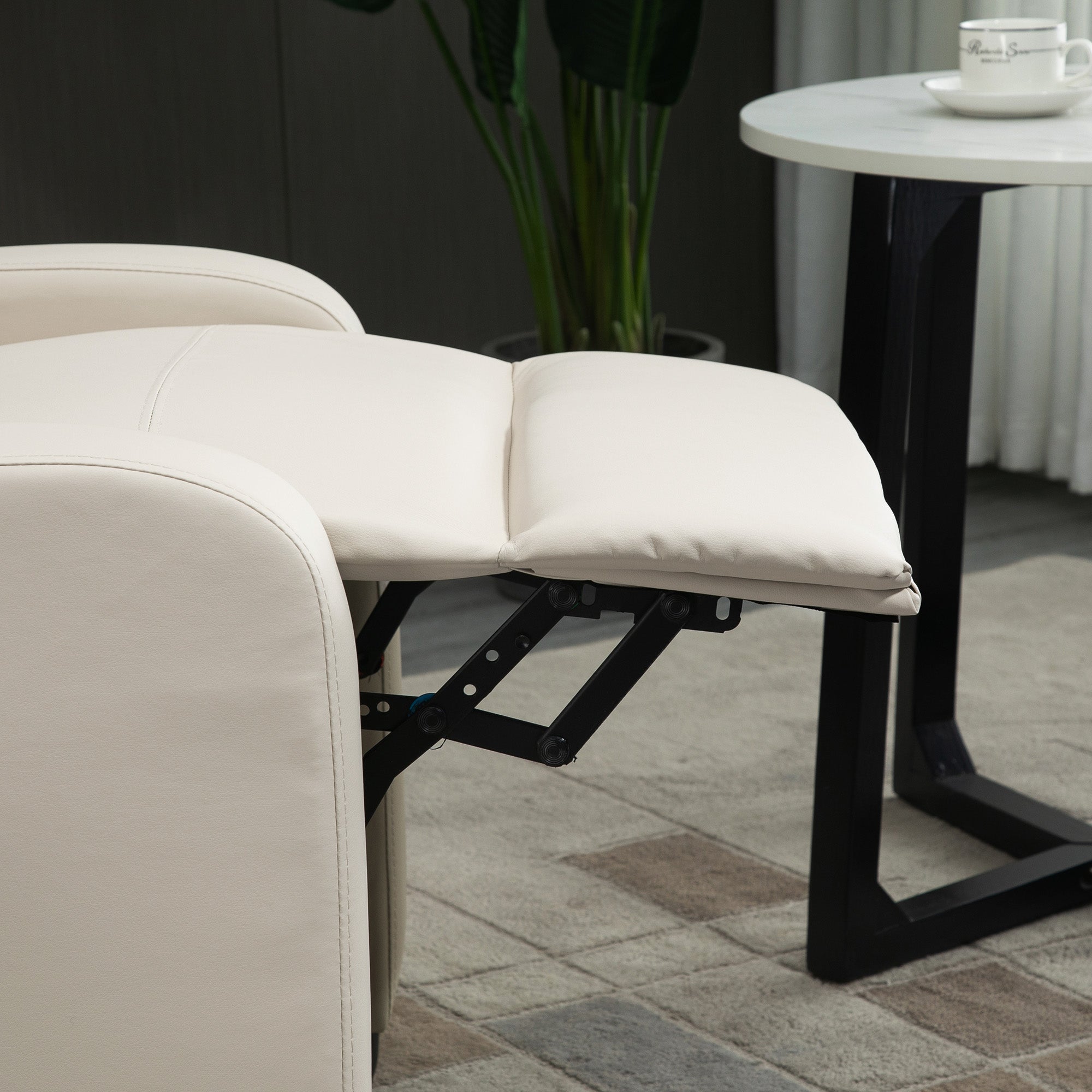 Fauteuil de Relaxation et Massage électrique avec Inclinaison Manuelle Dossier Repose-Pied réglable revêtement synthétique Crème