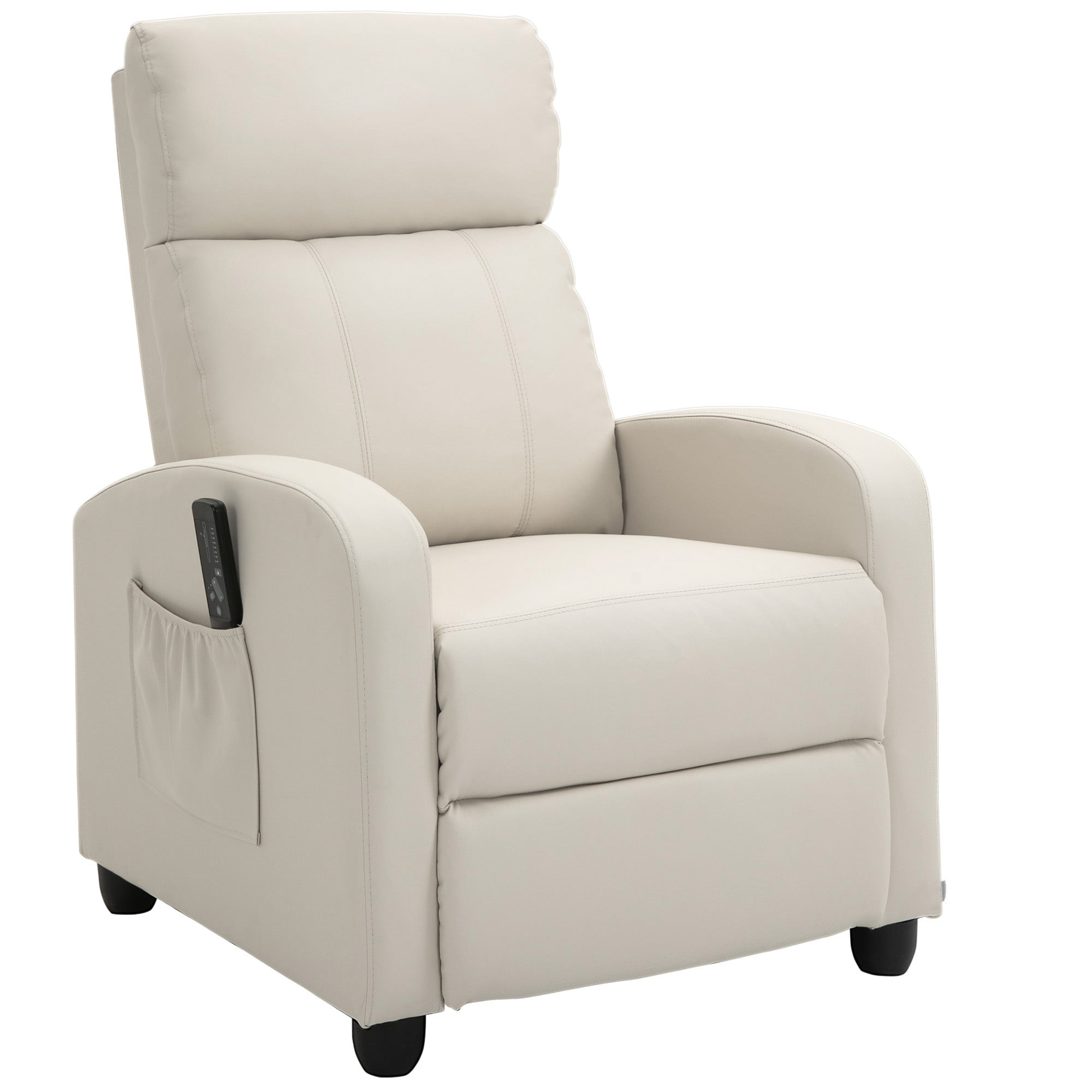 Fauteuil de Relaxation et Massage électrique avec Inclinaison Manuelle Dossier Repose-Pied réglable revêtement synthétique Crème