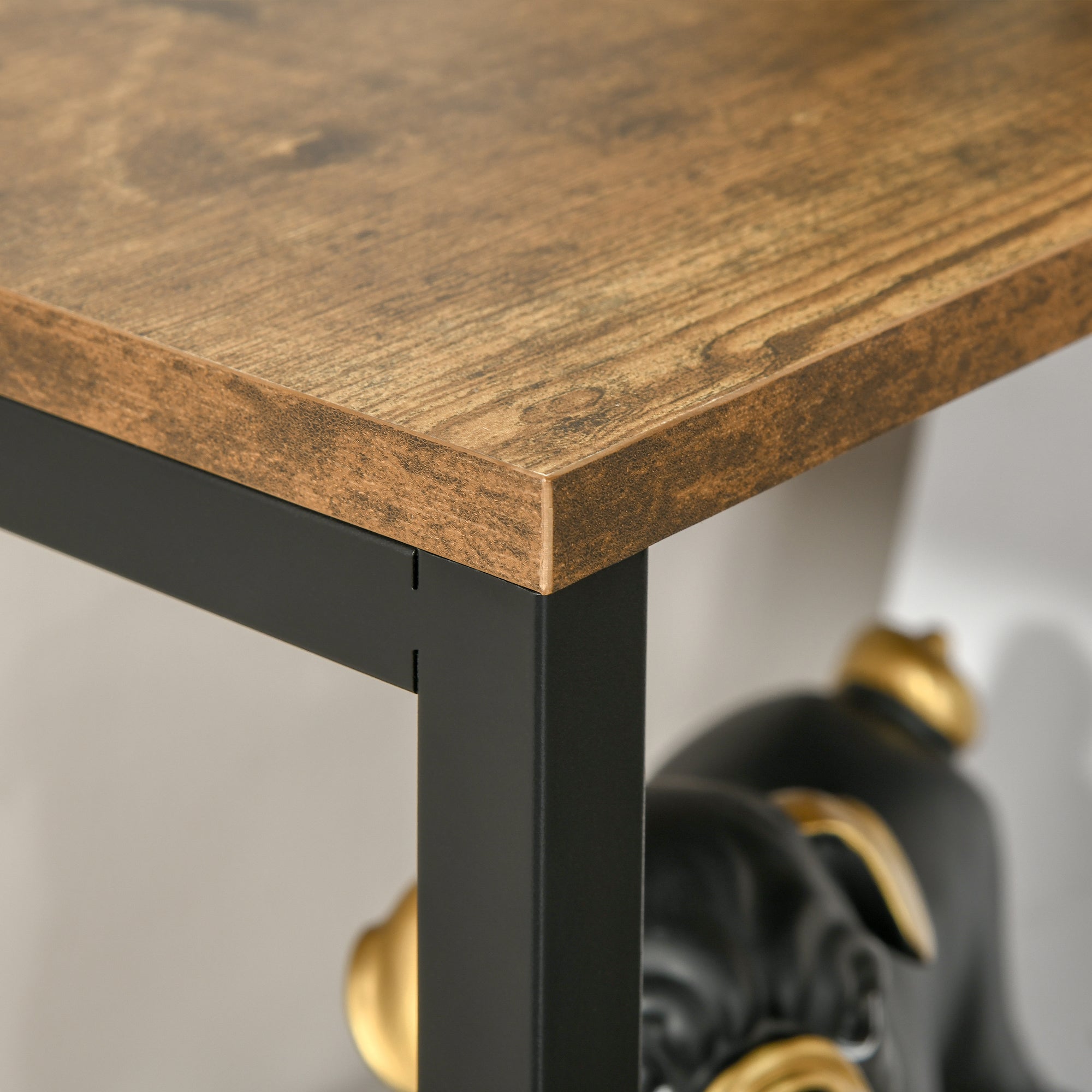 Bibliothèque Style Industriel 3 étagères Placard Porte 2 tiroirs Panneaux Particules Aspect Vieux Bois Acier Noir