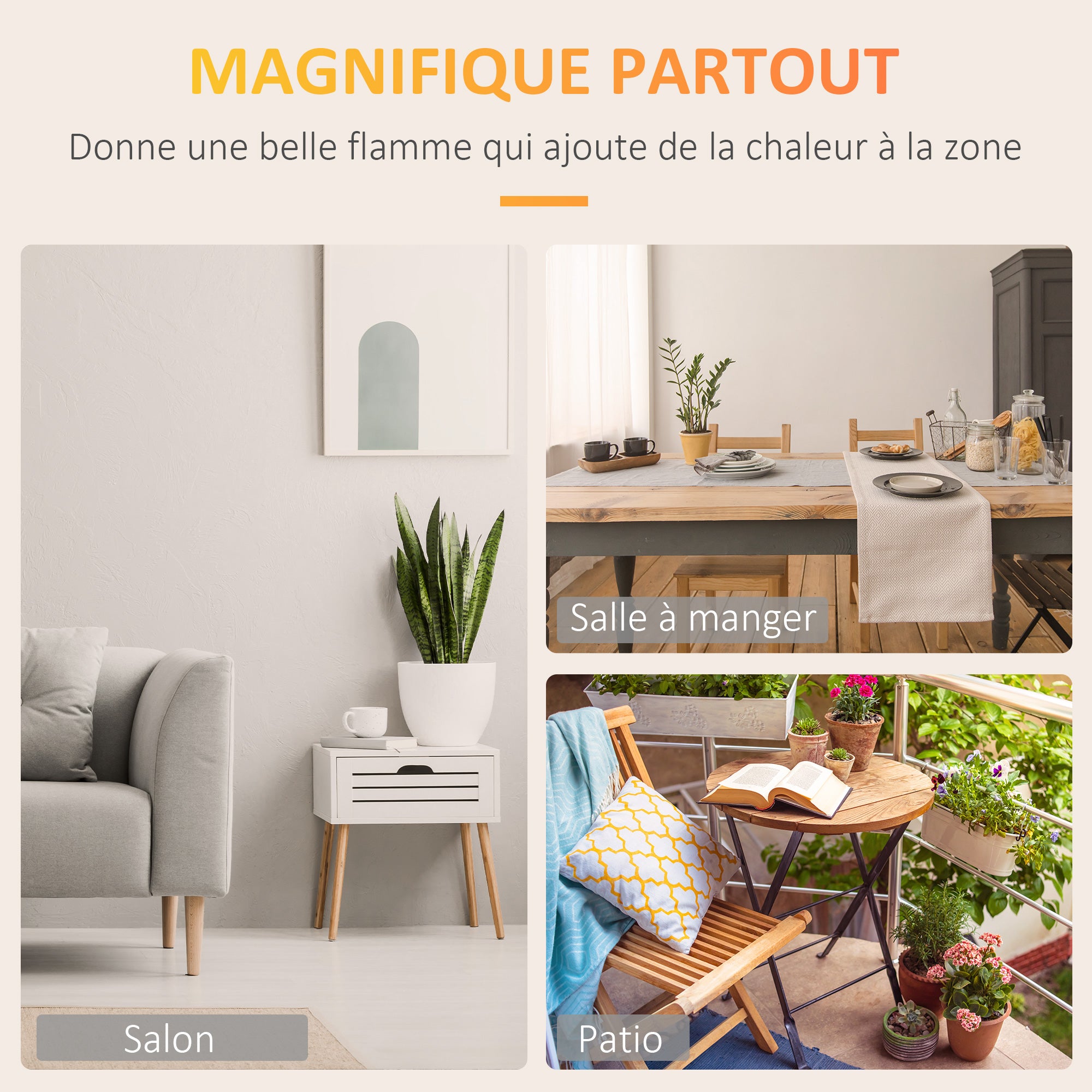 Cheminée éthanol à Poser Cheminée Portable à table avec réservoir 0,4 L Couverture 15 m² - dim. 25L x 25l x 60H cm