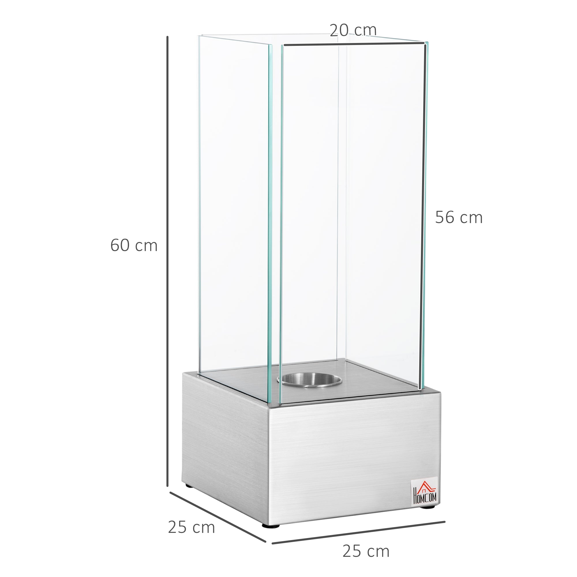 Cheminée éthanol à Poser Cheminée Portable à table avec réservoir 0,4 L Couverture 15 m² - dim. 25L x 25l x 60H cm