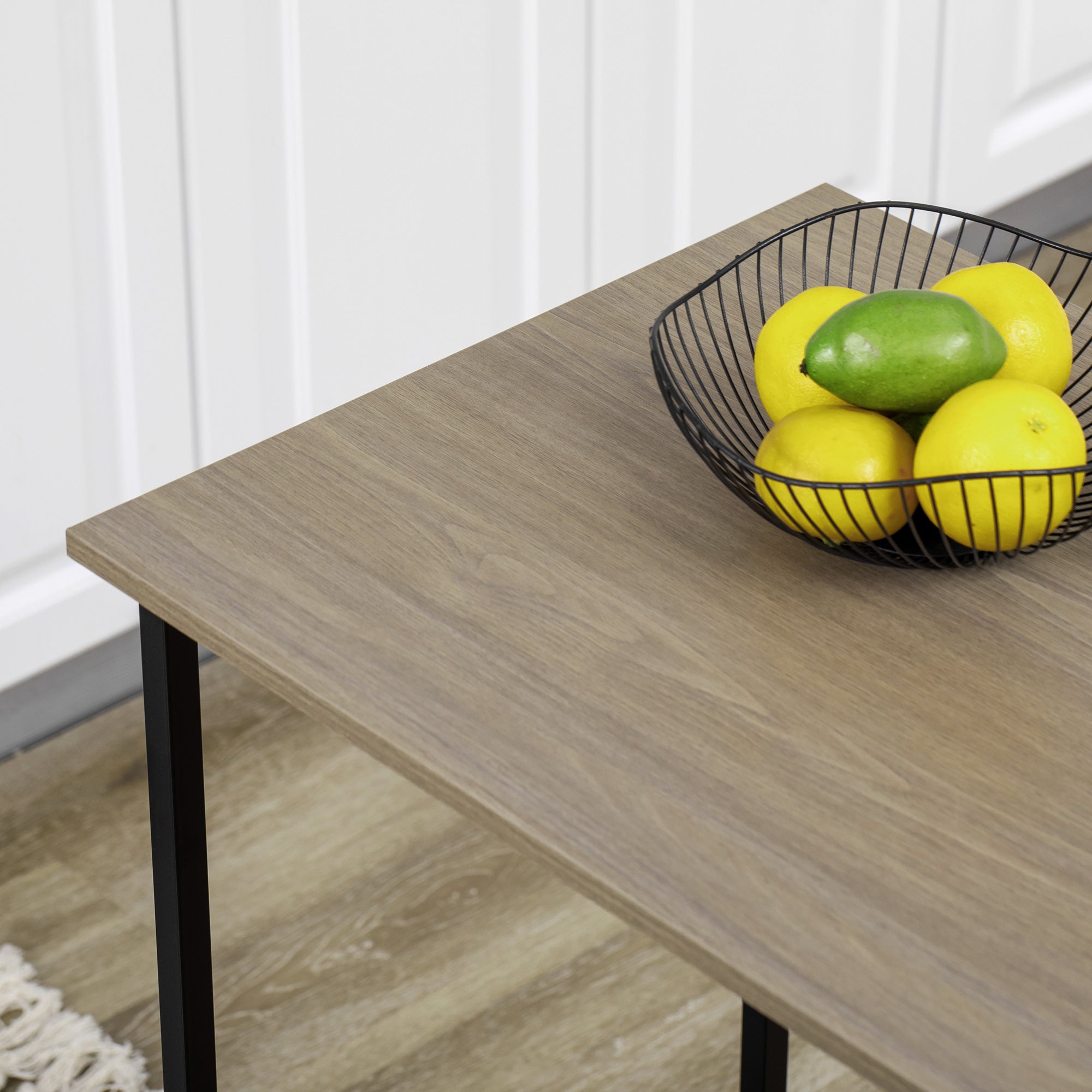 Table de bar avec rangement Table Bistrot Ilot central plateau latéral rabattable et 3 étagères - 120 x 76 x 91,4 cm