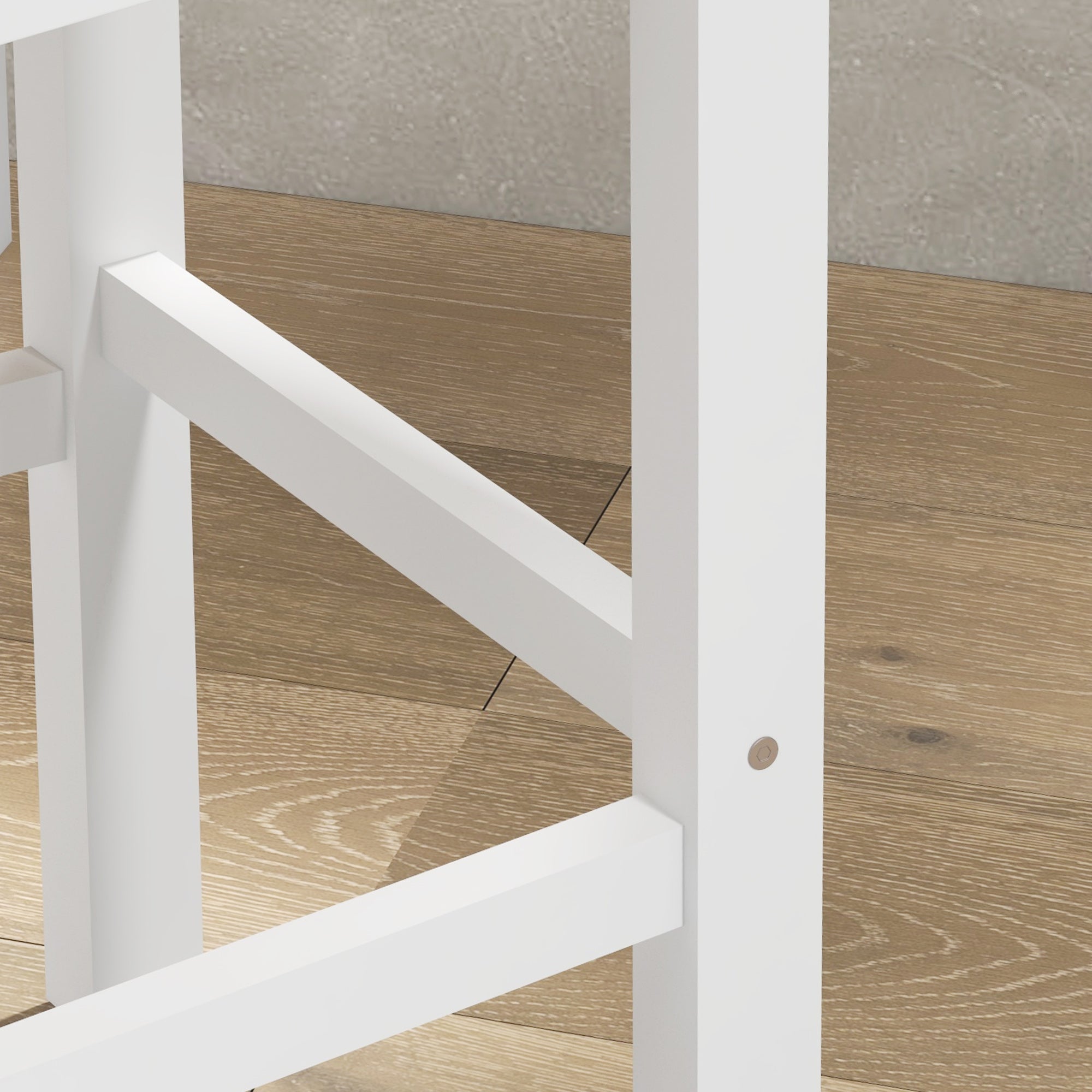 Lot de 2 chaises hautes, chaises de bar style campagne chic en bois hauteur 60 cm avec repose-pieds, dim. 41L x 46l x 97,5H cm blanc