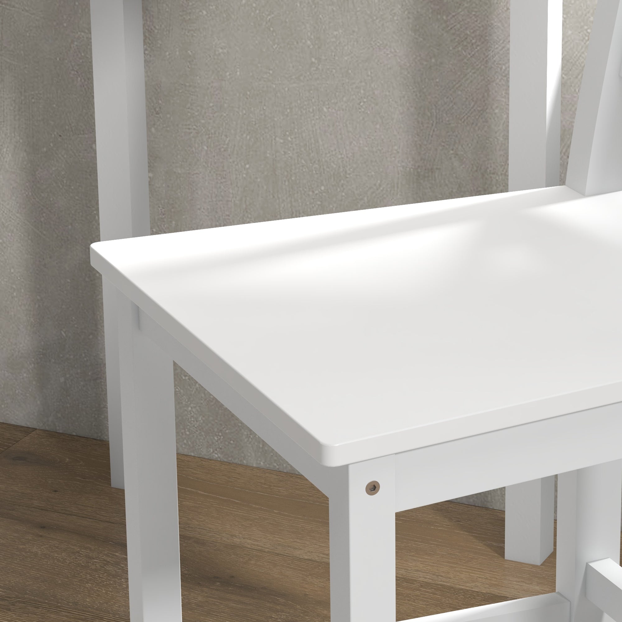 Lot de 2 chaises hautes, chaises de bar style campagne chic en bois hauteur 60 cm avec repose-pieds, dim. 41L x 46l x 97,5H cm blanc