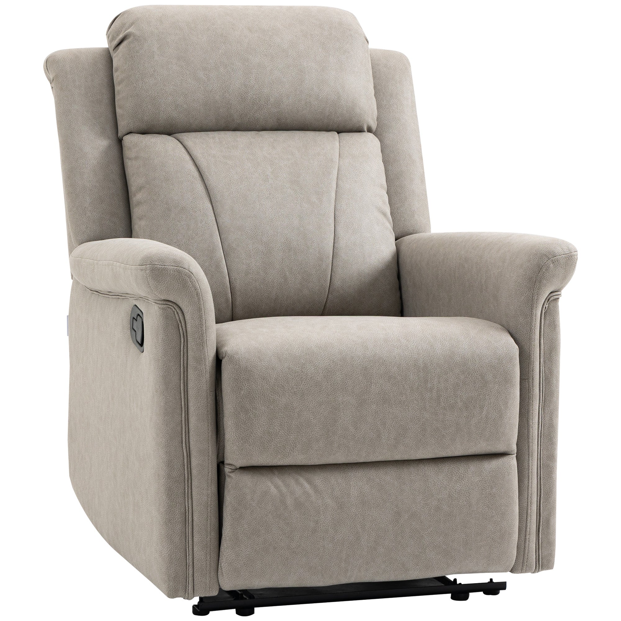 Fauteuil de relaxation inclinable 135° manuellement tissu en microfibre avec repose-pied gris