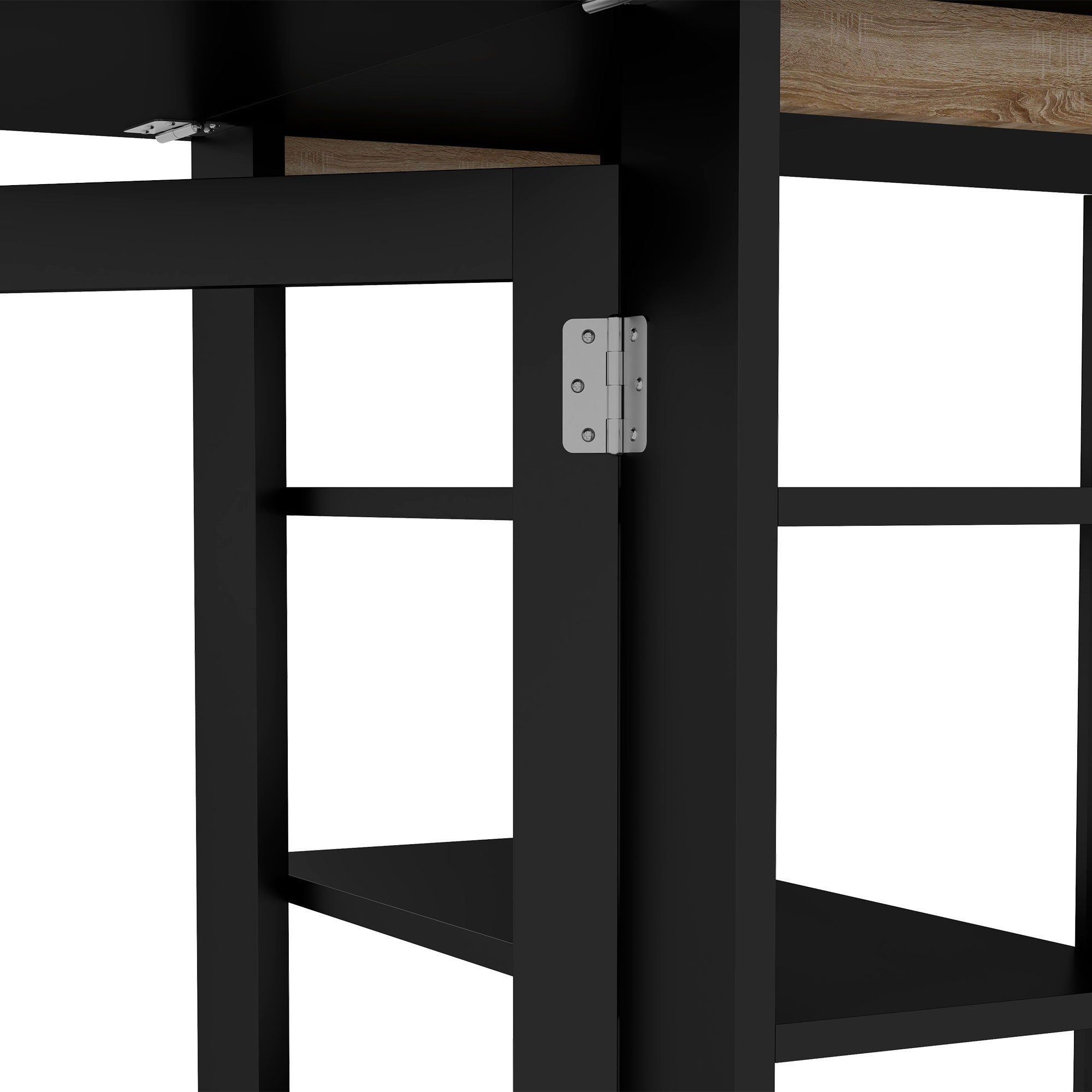 Table à manger pliable, table pliante cuisine, sur roulettes, avec 2 abattants et 3 étagères, design moderne, table de cuisine pour petits espaces, 120 x 60 x 75 cm, noir